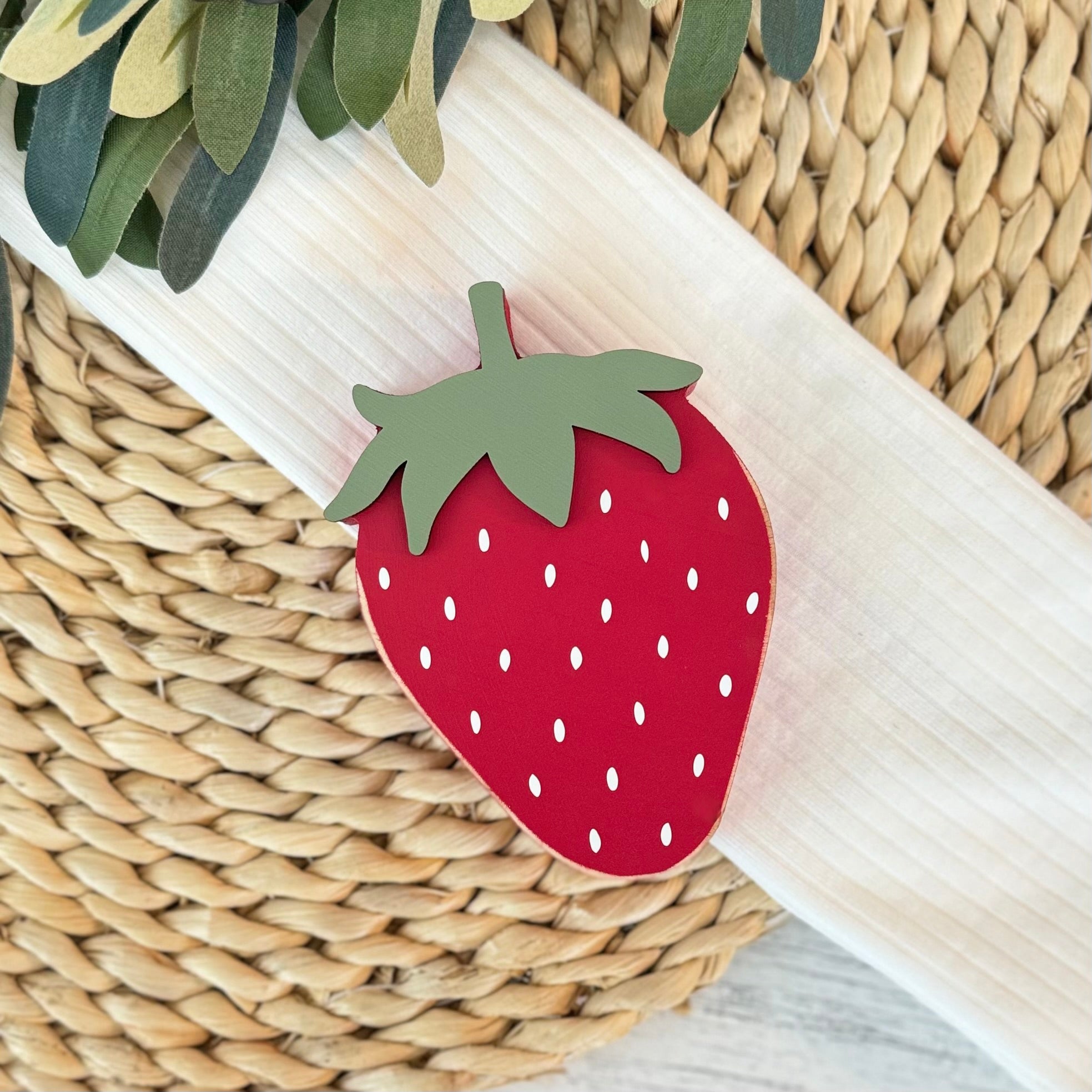 Chunky Wood Strawberry Shelf Sitter