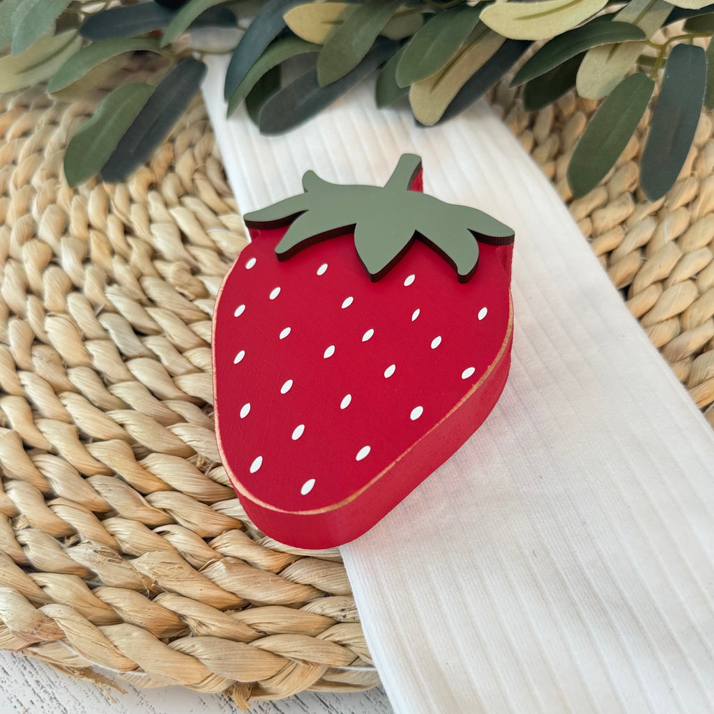 Chunky Wood Strawberry Shelf Sitter
