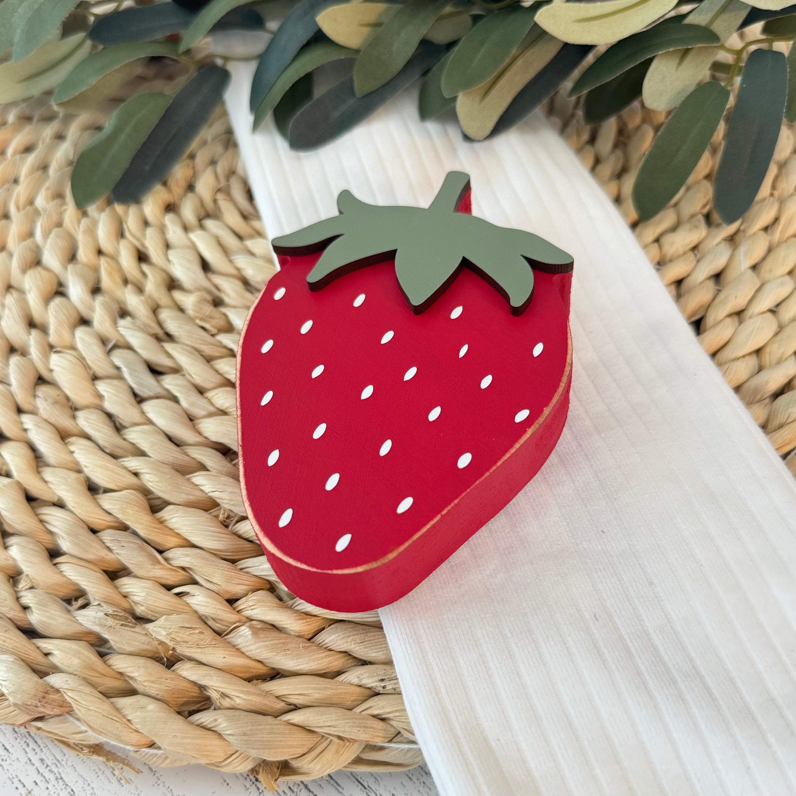 Chunky Wood Strawberry Shelf Sitter