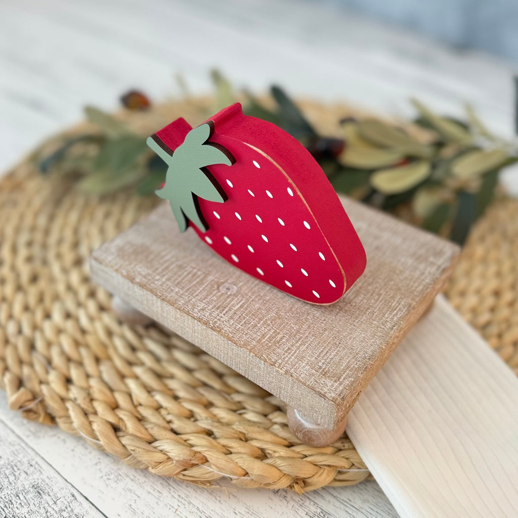 Chunky Wood Strawberry Shelf Sitter