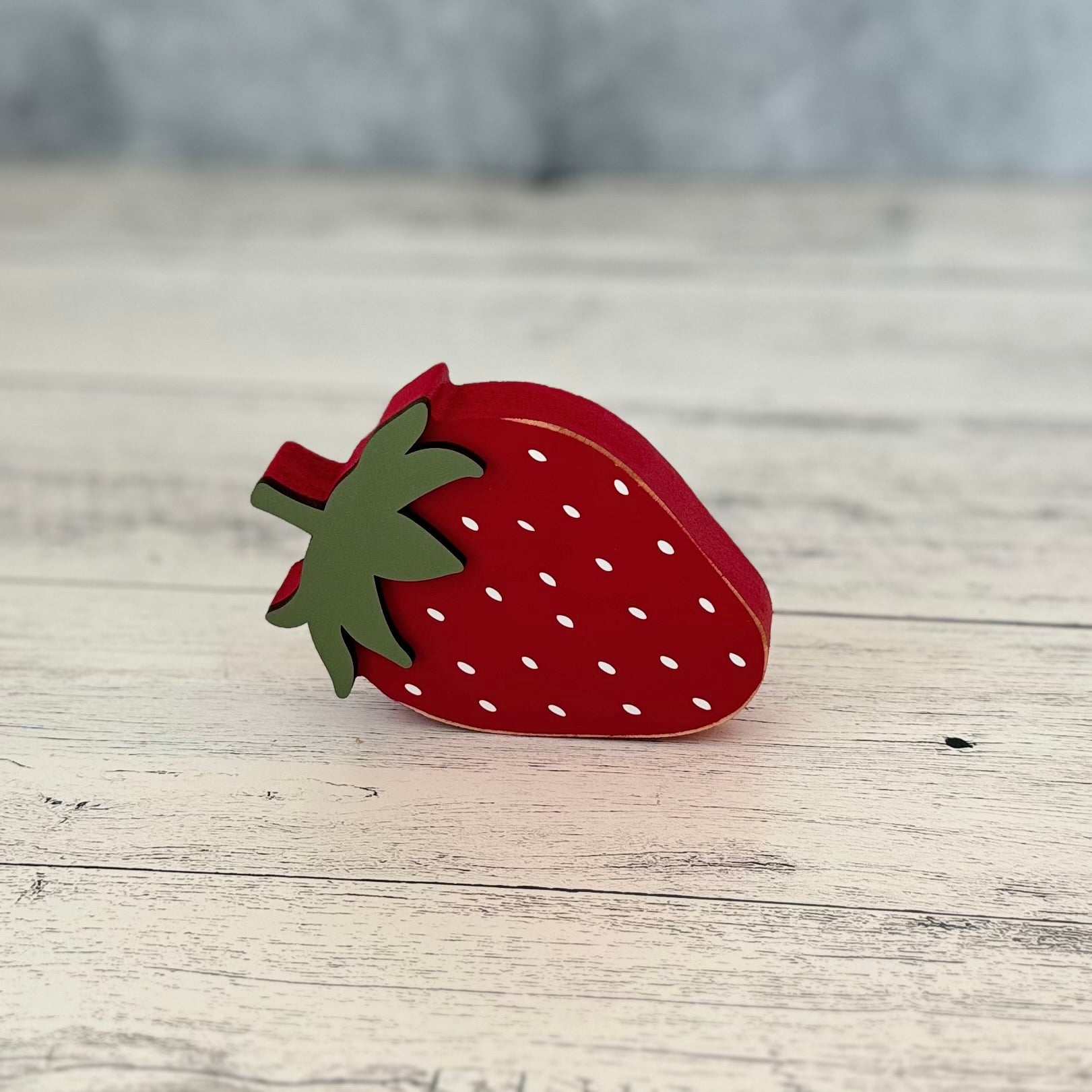 Chunky Wood Strawberry Shelf Sitter