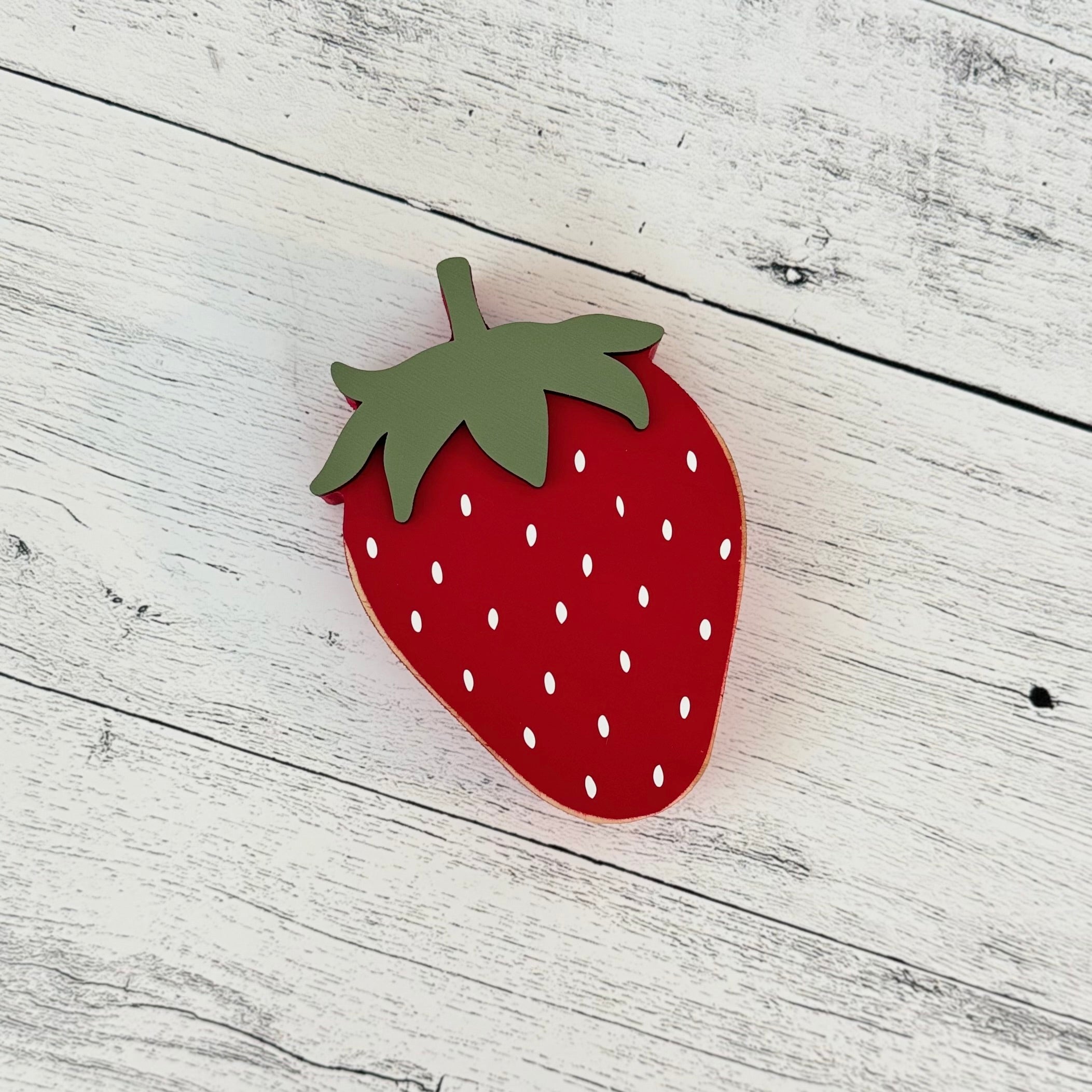 Chunky Wood Strawberry Shelf Sitter