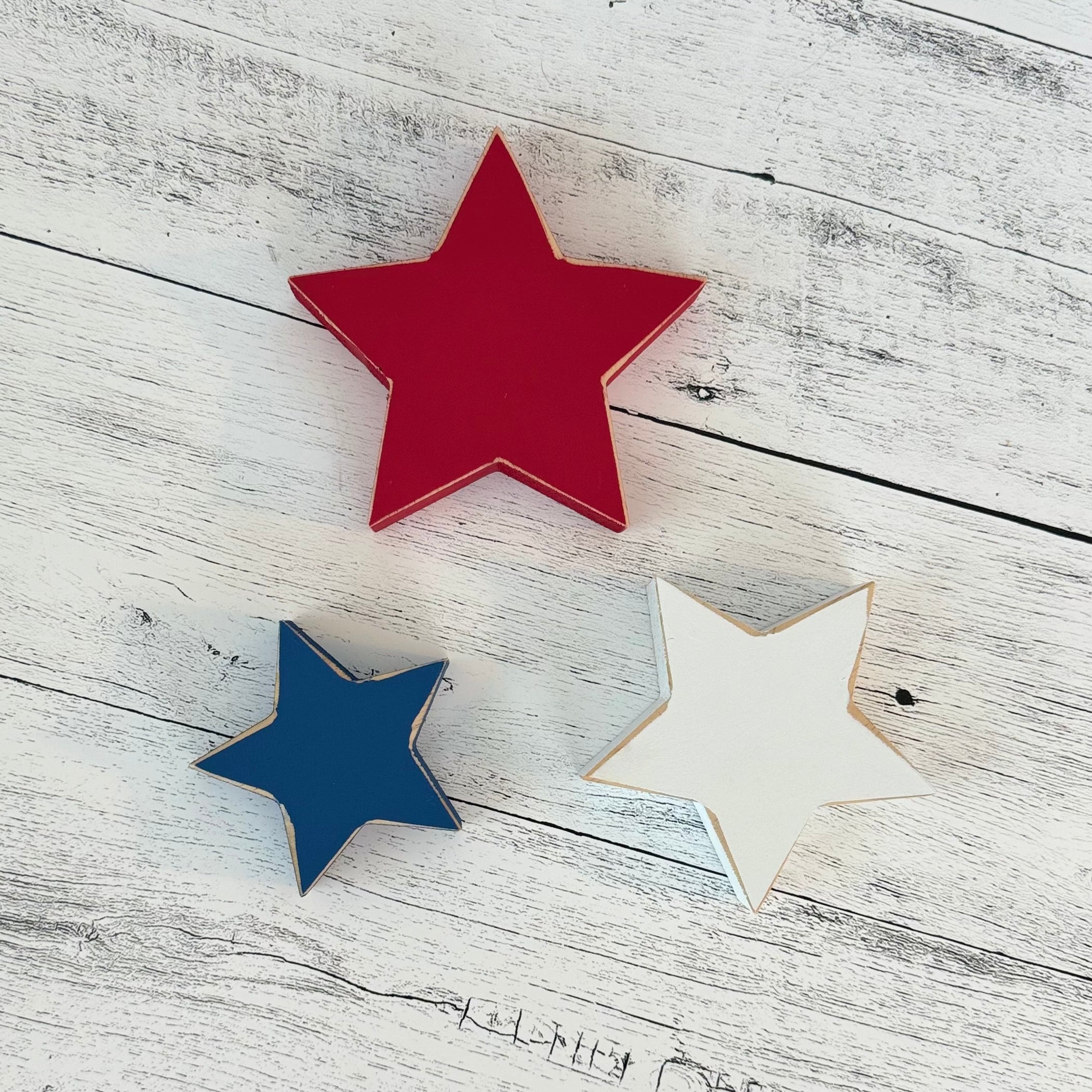 Chunky Patriotic Wooden Decorative Stars