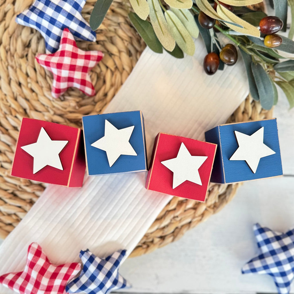 SET | Patriotic Stars Wooden Blocks
