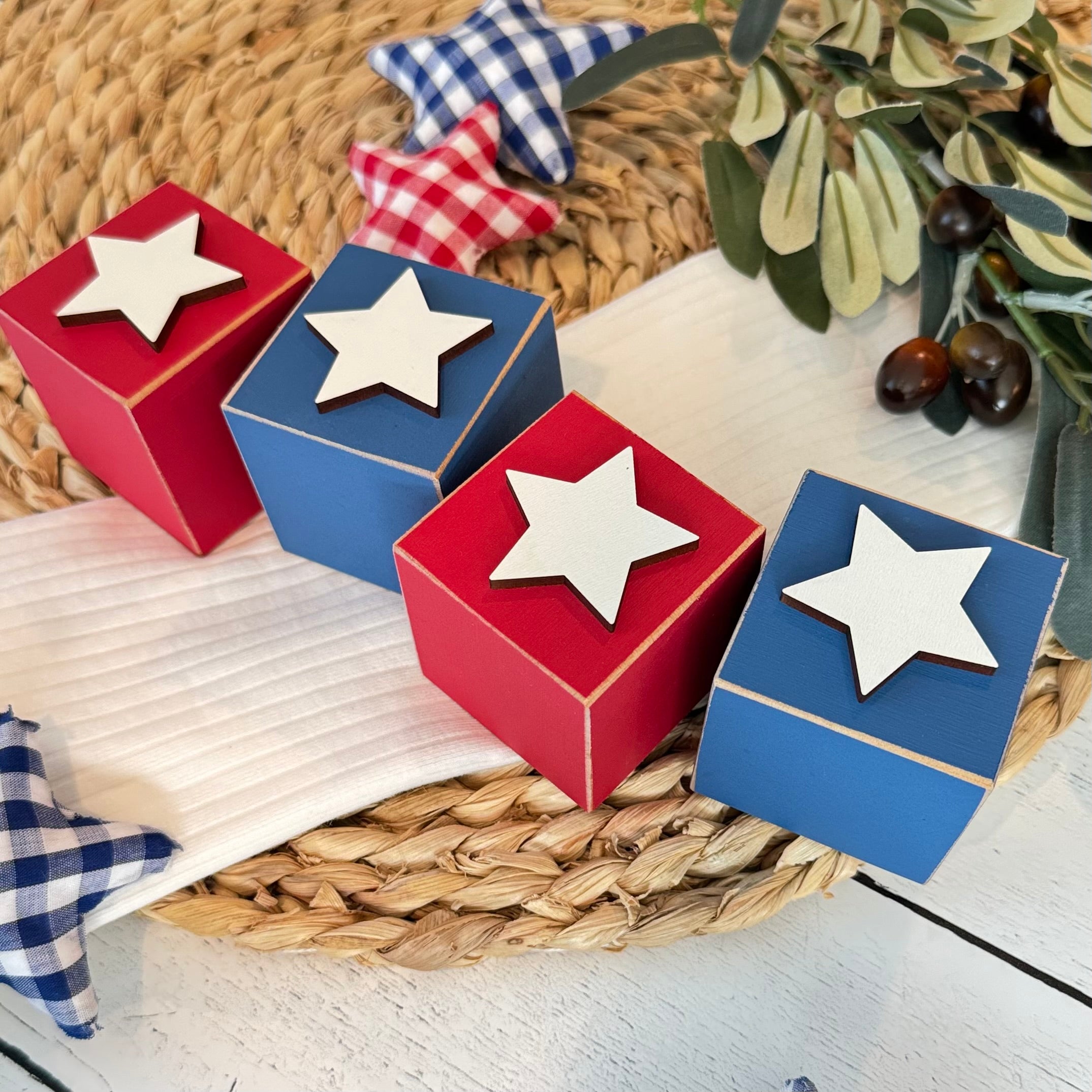 SET | Patriotic Stars Wooden Blocks