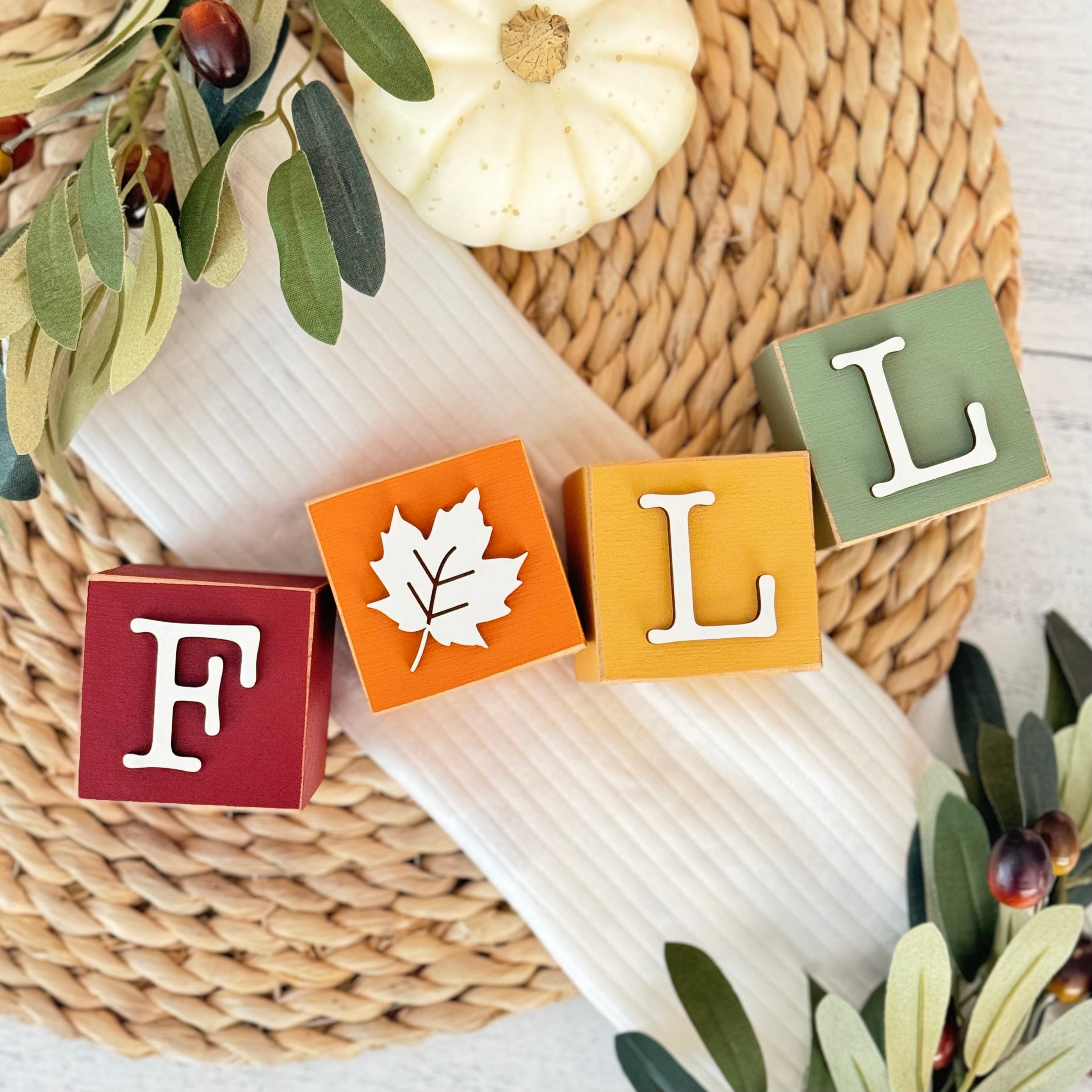 SET | Fall Stacking Word Wooden Blocks – Wintuck Home