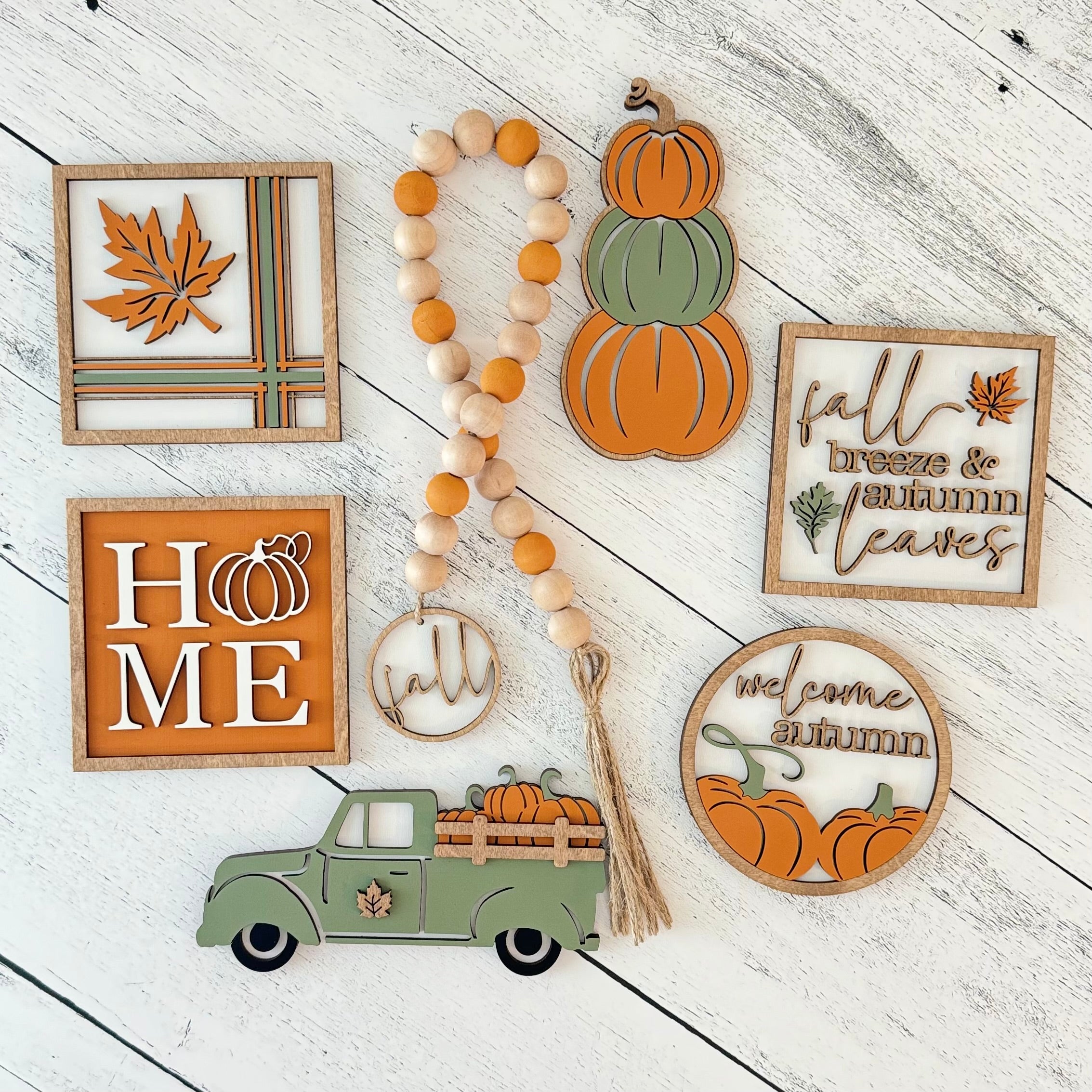 Classic Fall Themed Tiered Tray Decor Bundle