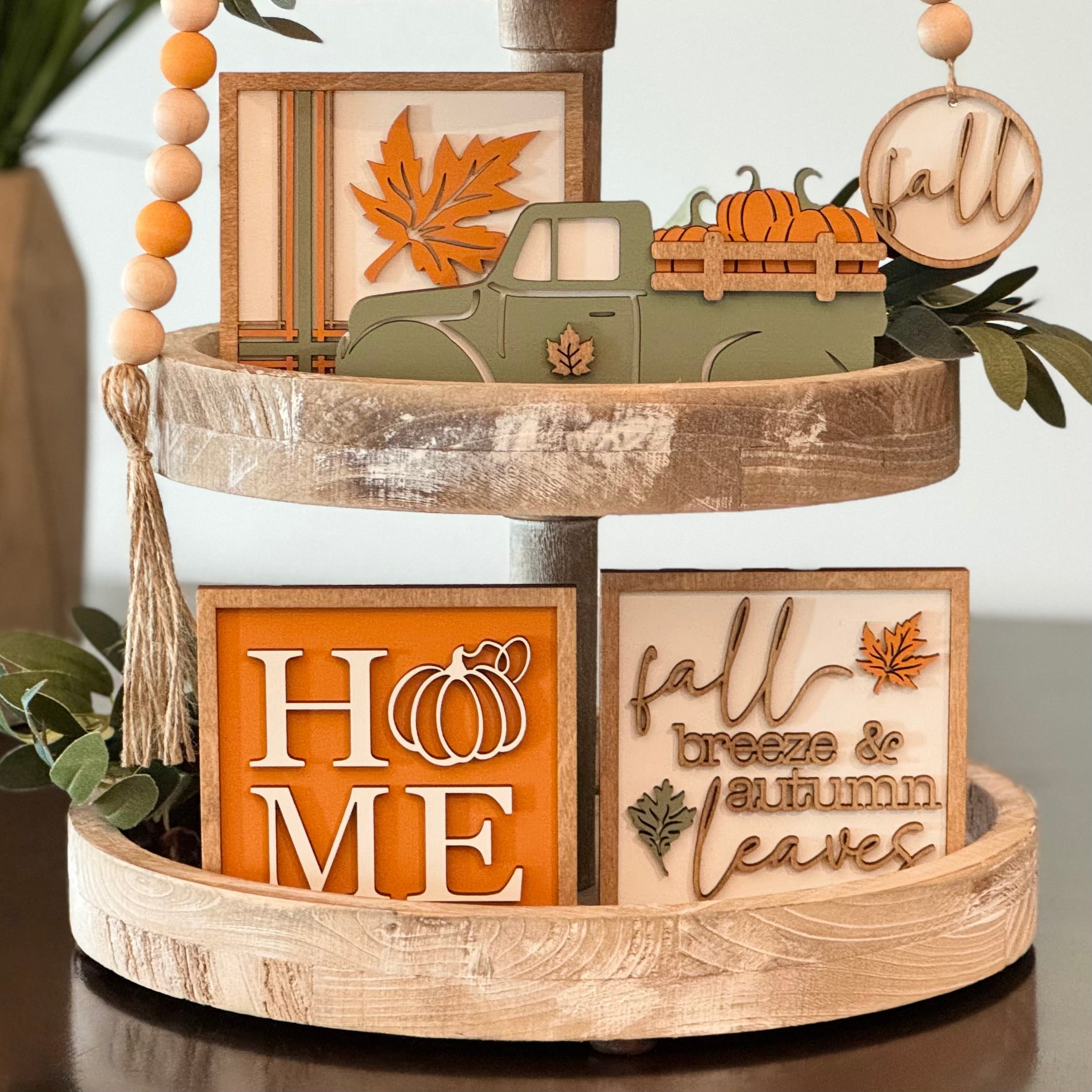 Classic Fall Themed Tiered Tray Decor Bundle