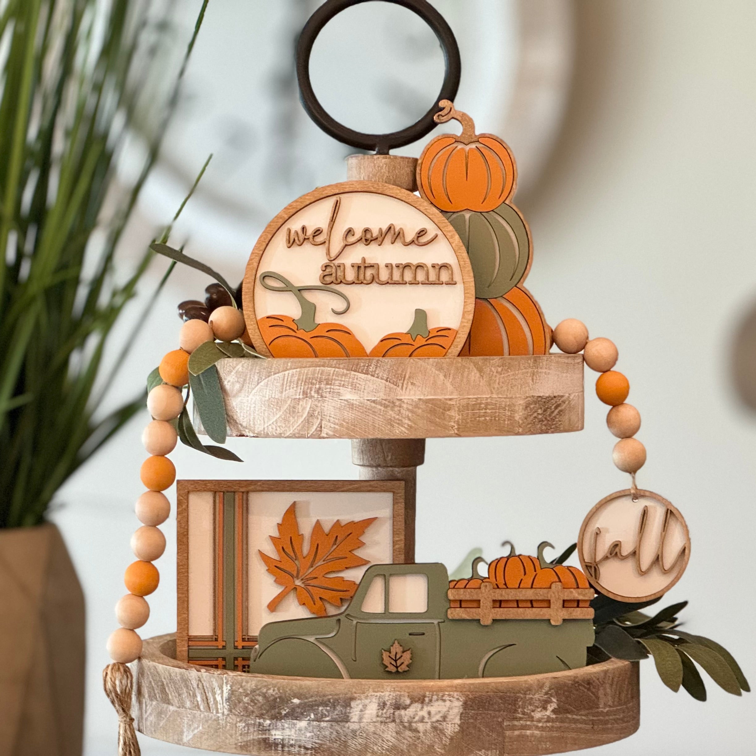 Classic Fall Themed Tiered Tray Decor Bundle