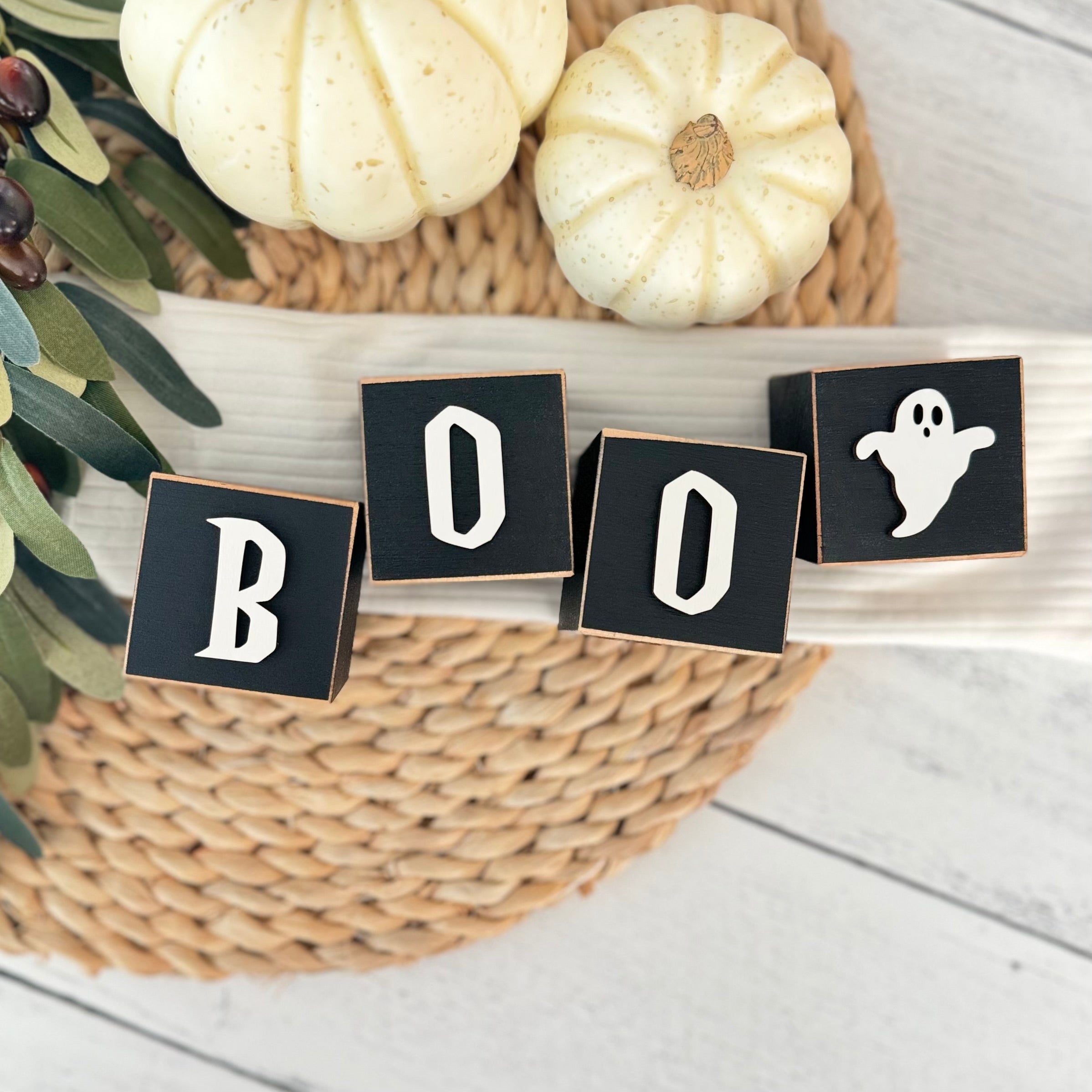 SET | Halloween Boo Wooden Blocks