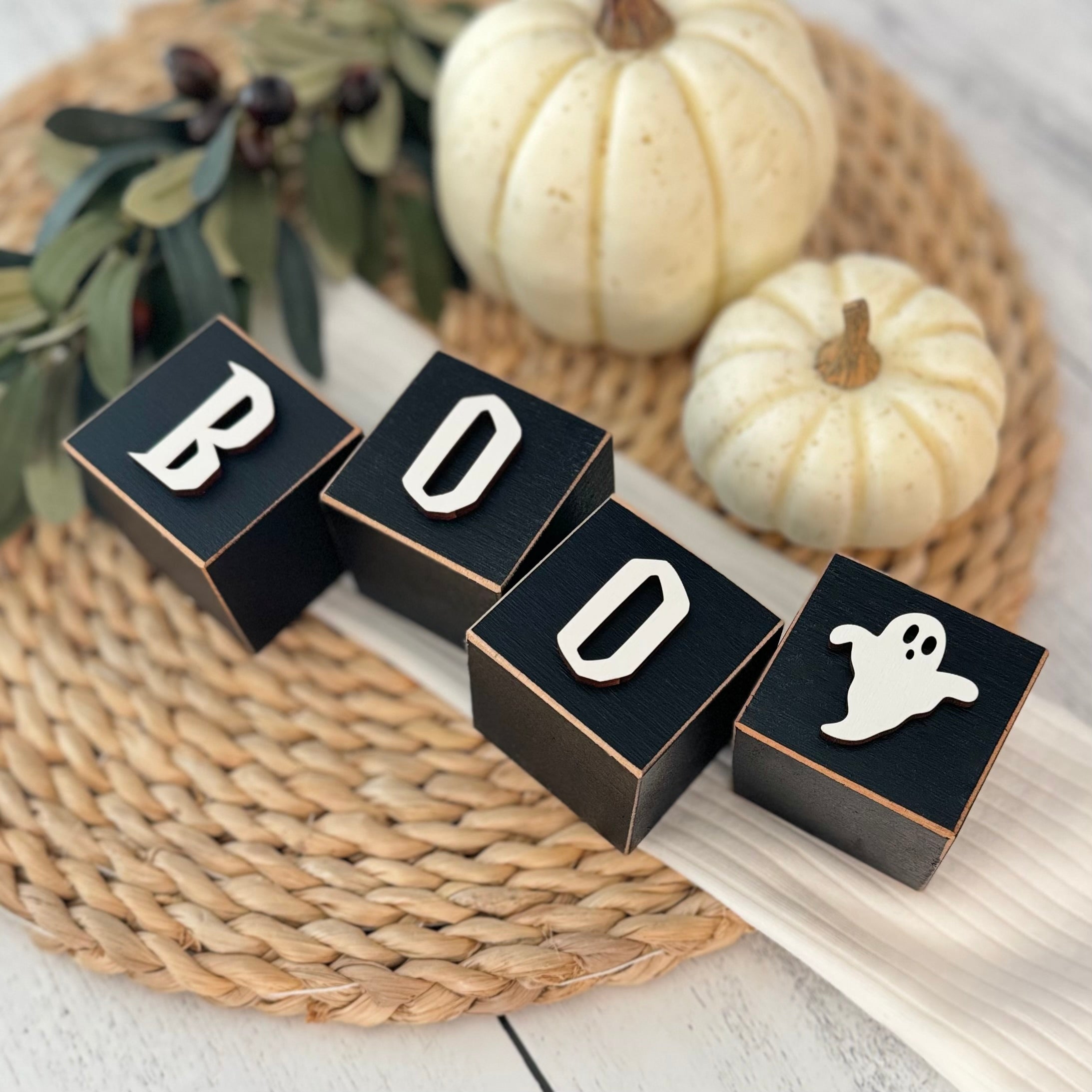 SET | Halloween Boo Wooden Blocks