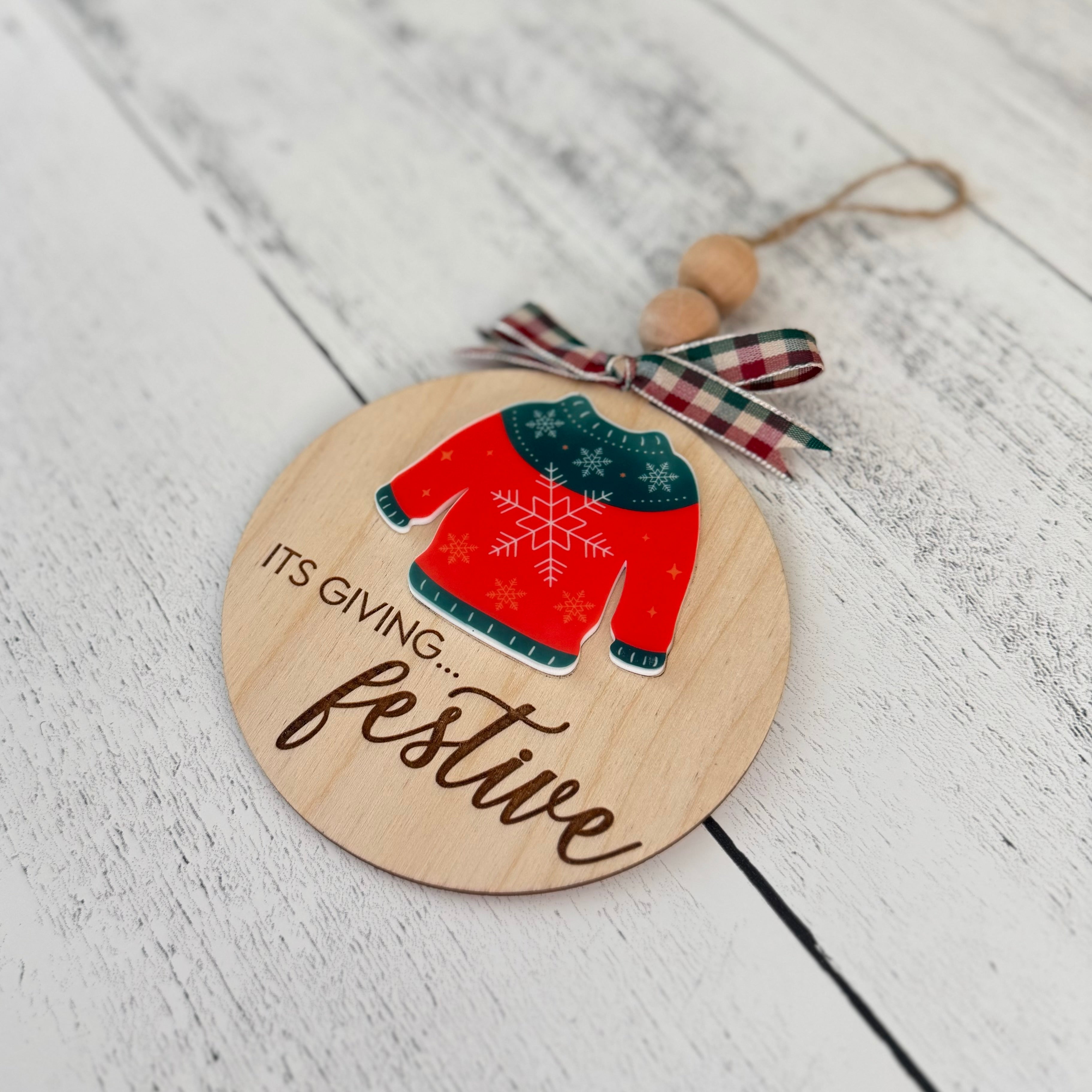 Christmas Sweater Christmas Ornament | Its Giving Festive