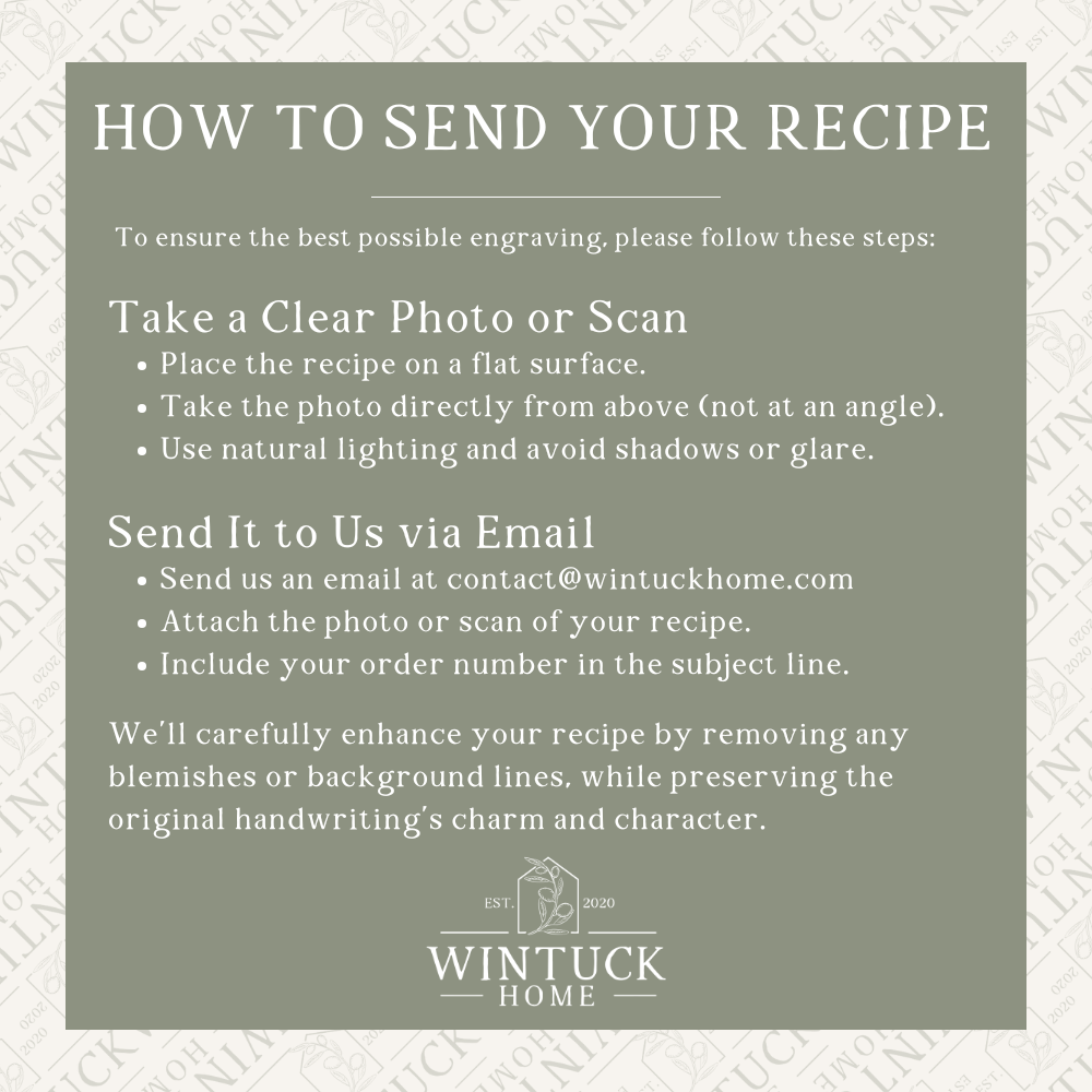 Personalized Cutting Board with Handwritten Recipe