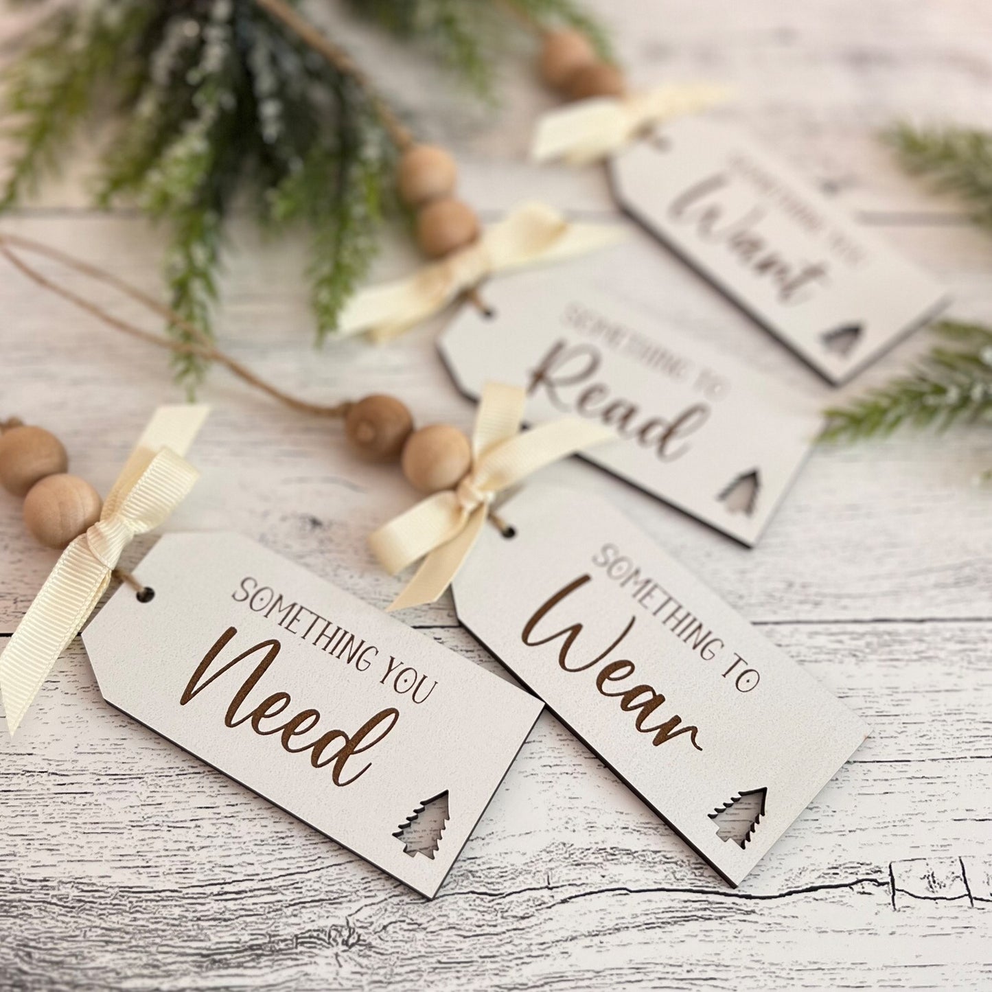 Something You Wear Want Need Read Christmas Tags | Set Of 4