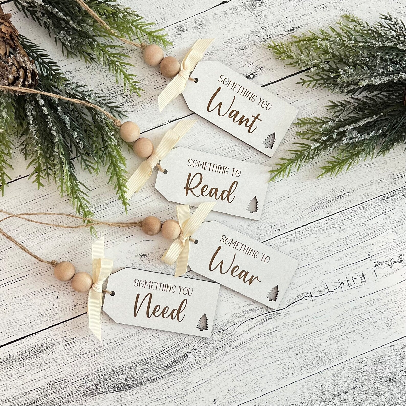Something You Wear Want Need Read Christmas Tags | Set Of 4