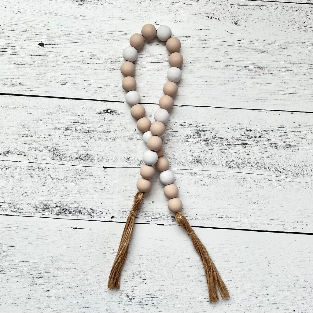 Neutral Farmhouse Wooden Bead Garland