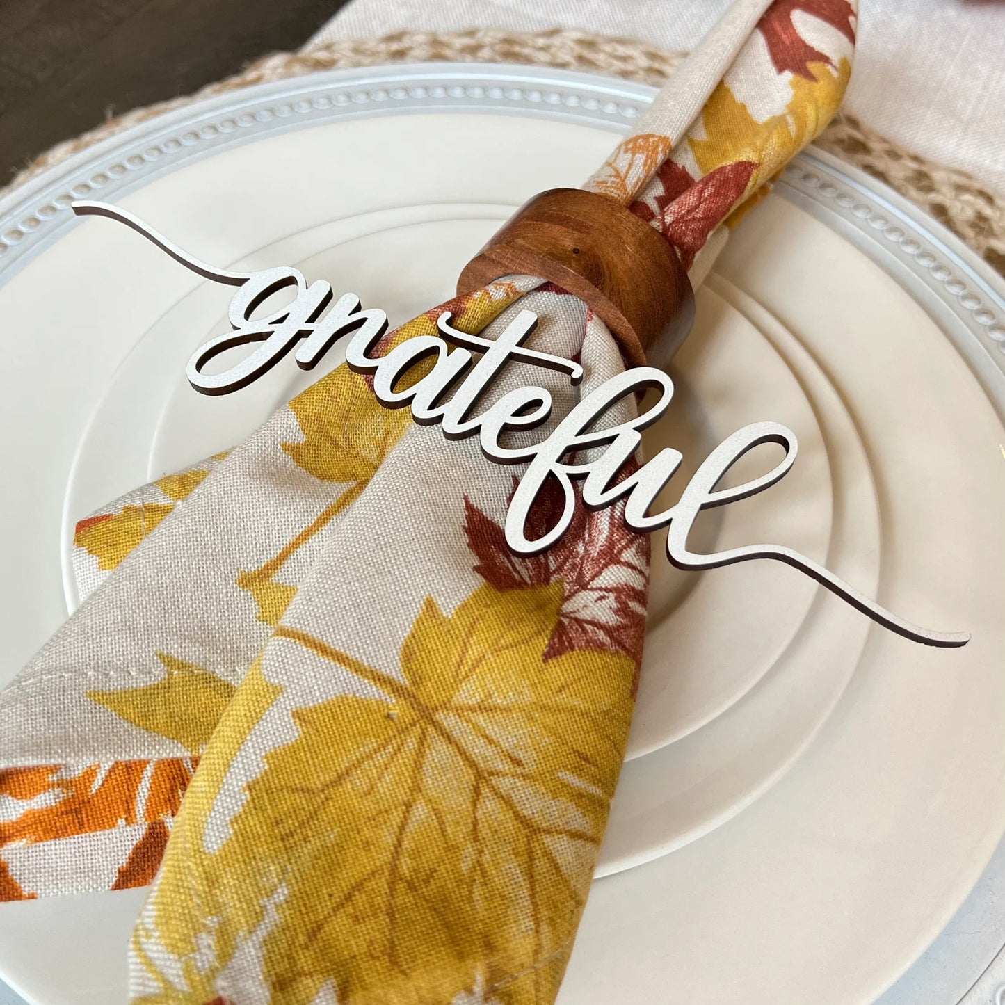 Thanksgiving Place Setting Words | Thanksgiving Table Decor