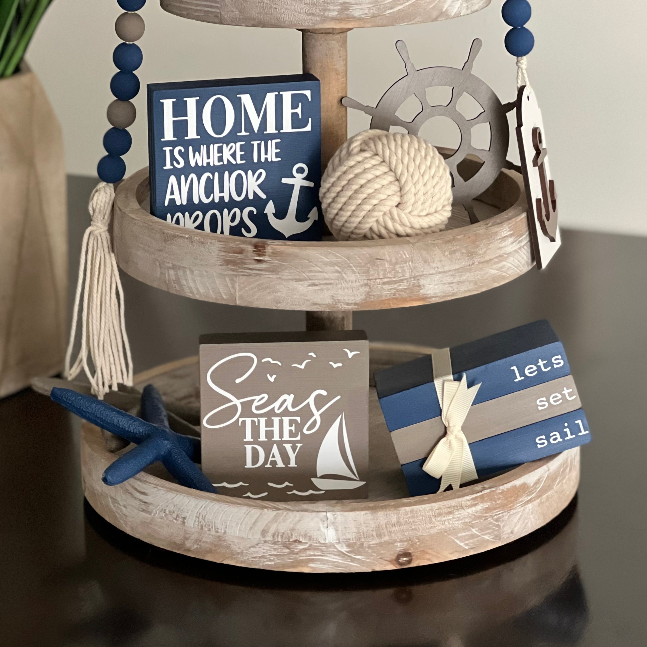 Nautical Themed Tiered Tray Decor Bundle