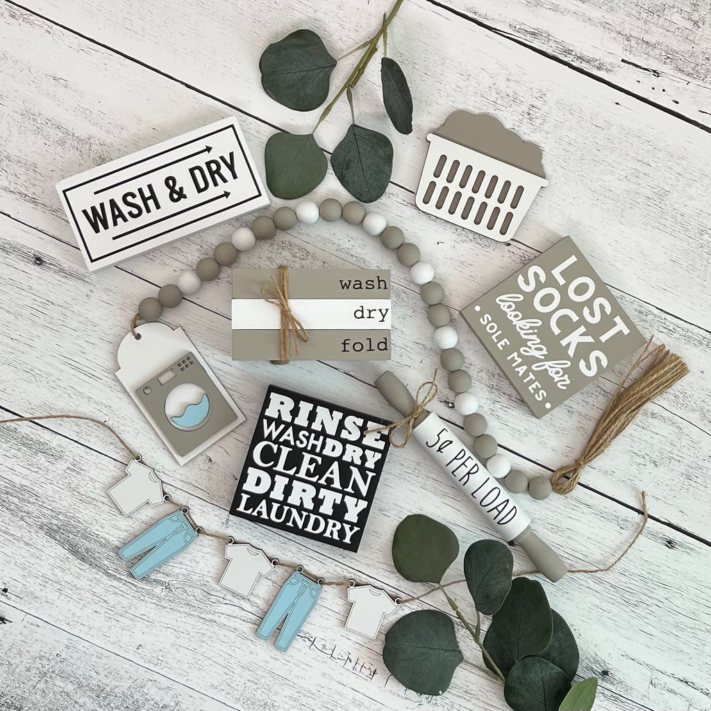 Laundry Themed Tiered Tray Decor Bundle