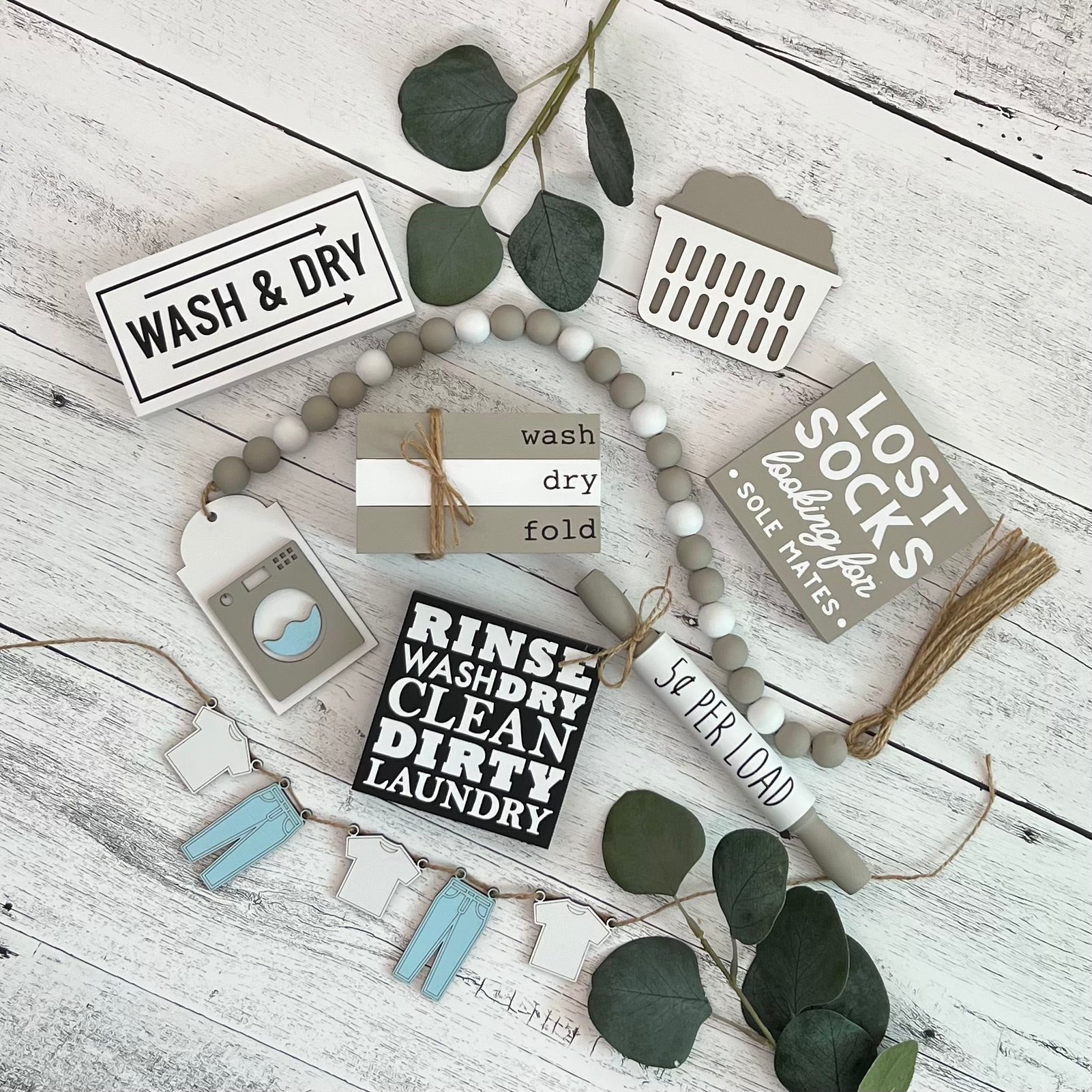 Laundry Themed Tiered Tray Decor Bundle