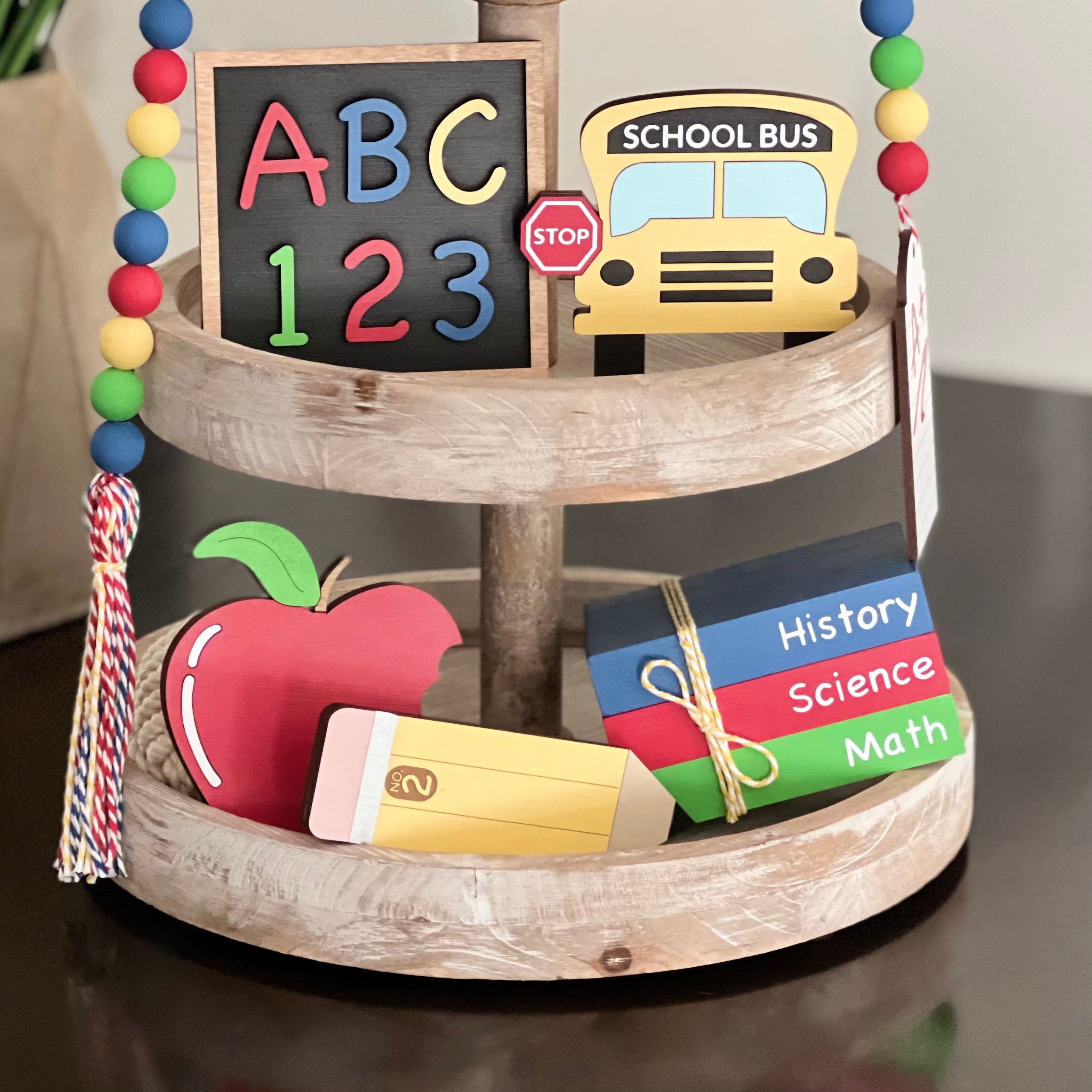 Back To School Themed Tiered Tray Decor Bundle