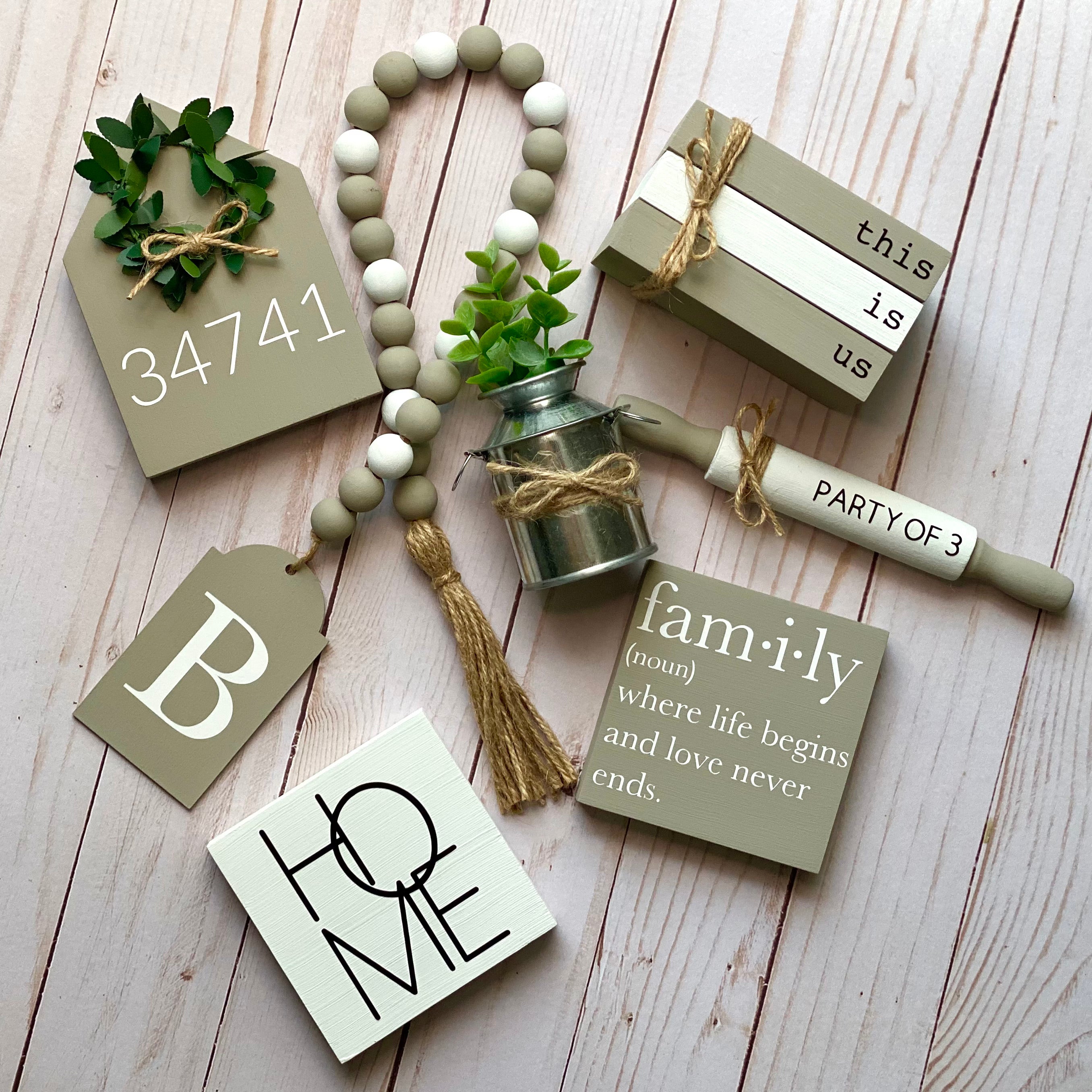 Home & Family Tiered Tray Decor Bundle