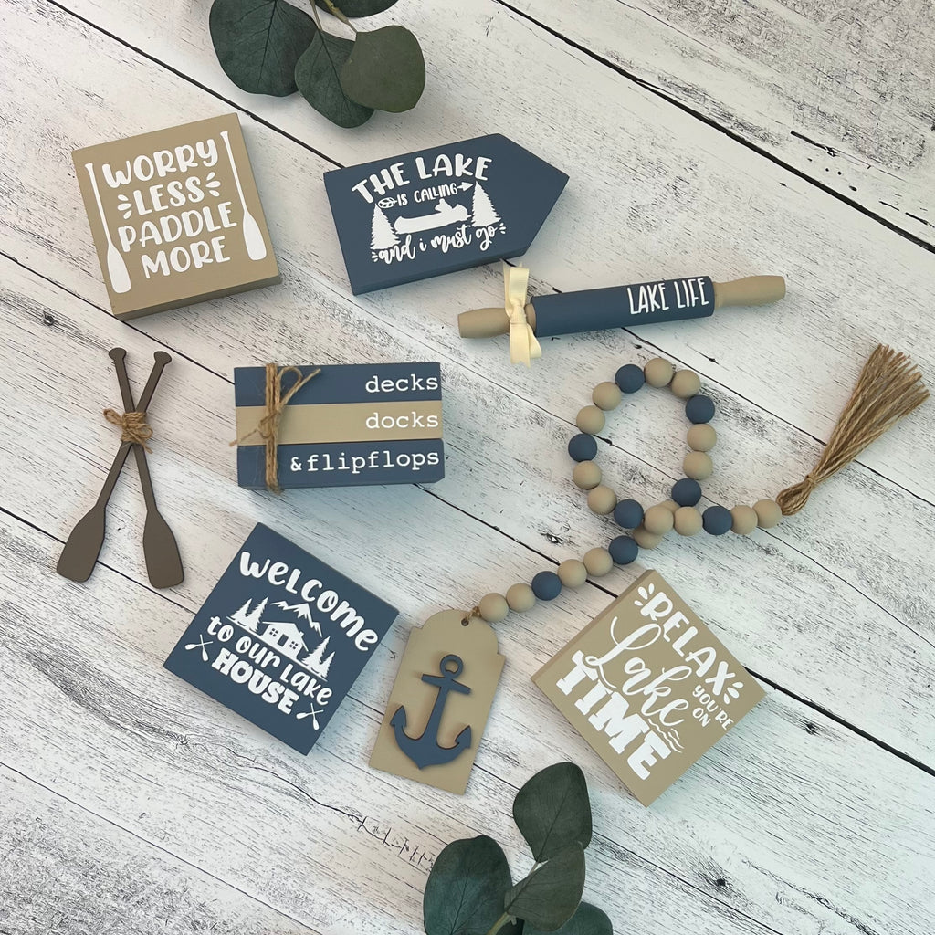 Lake House Themed Tiered Tray Decor Bundle