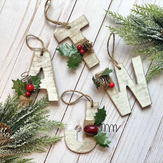 White Washed Rustic Christmas Ornament