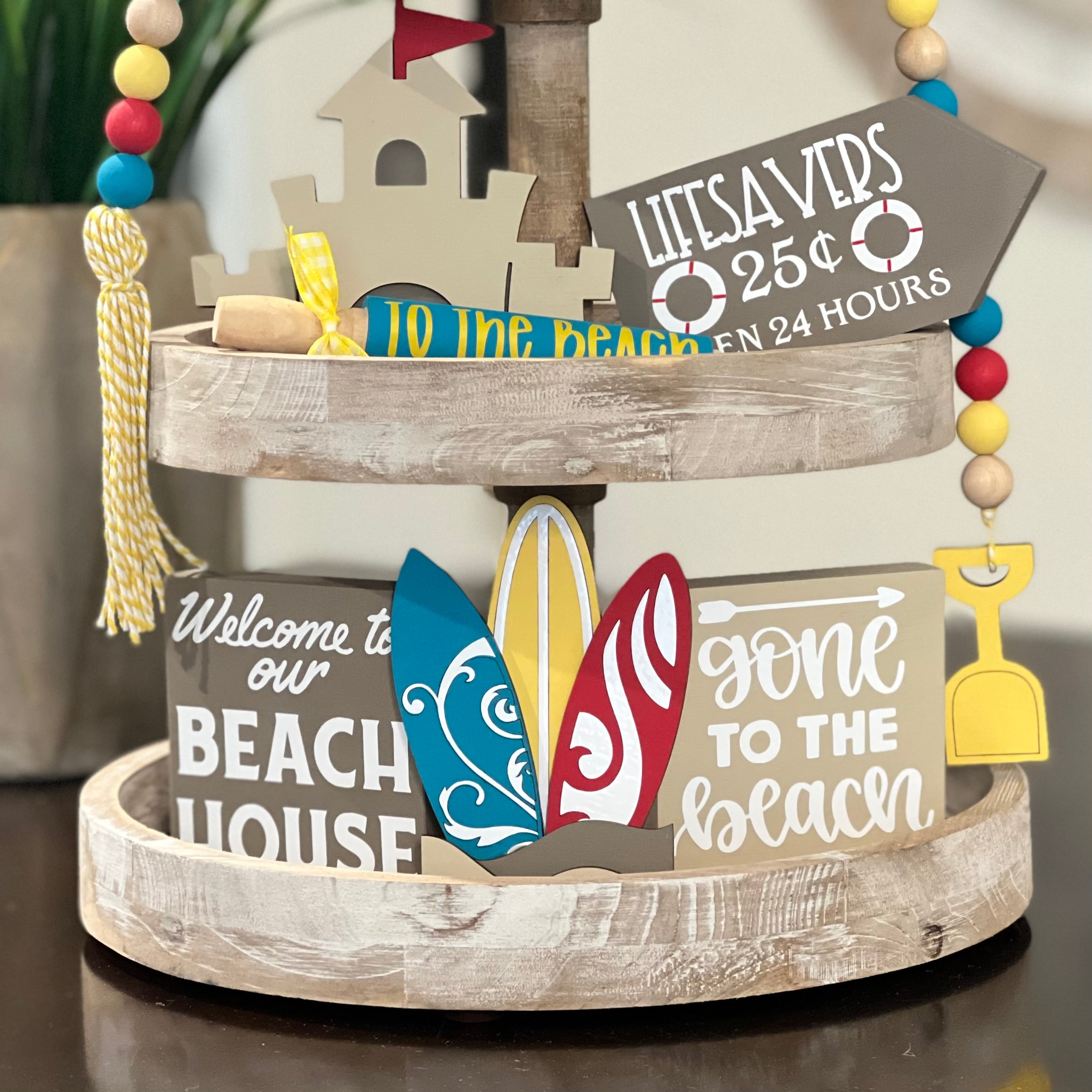 Beach Themed Tiered Tray Decor Bundle