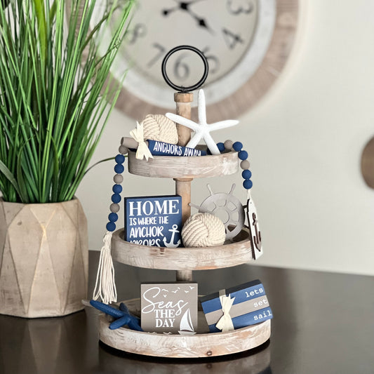 Nautical Themed Tiered Tray Decor Bundle