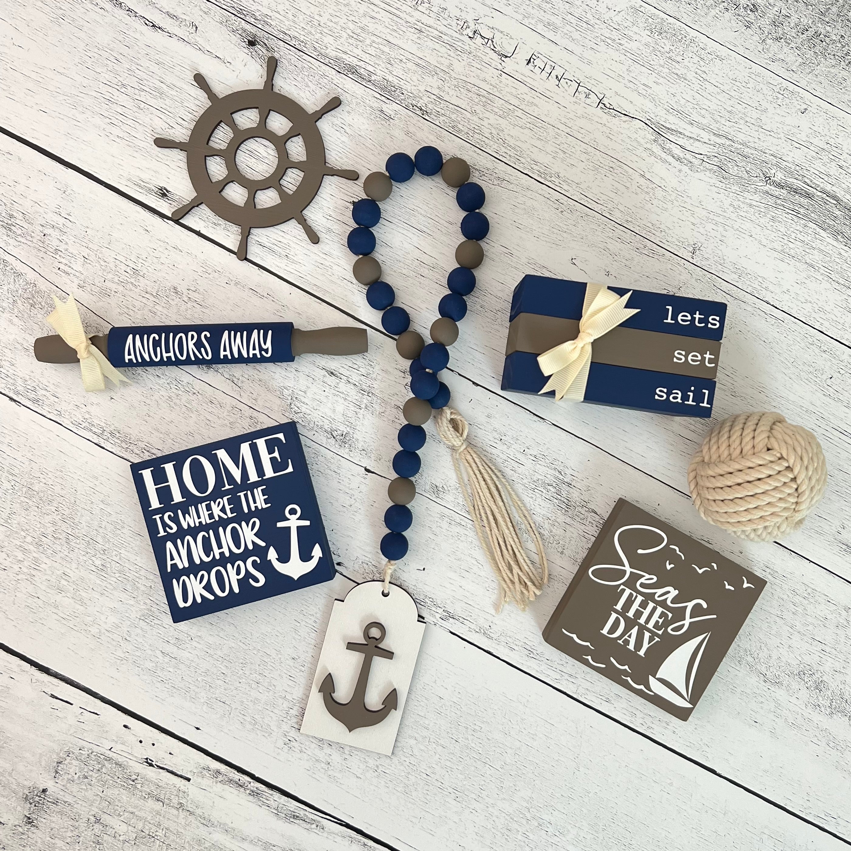 Nautical Themed Tiered Tray Decor Bundle