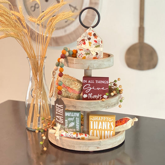 Thanksgiving Themed Tiered Tray Decor Bundle