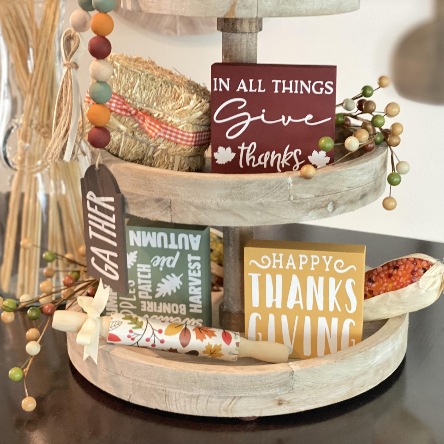 Thanksgiving Themed Tiered Tray Decor Bundle