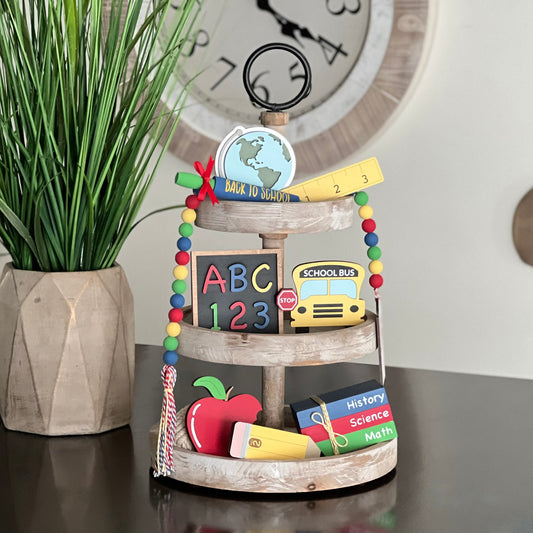 Back To School Themed Tiered Tray Decor Bundle