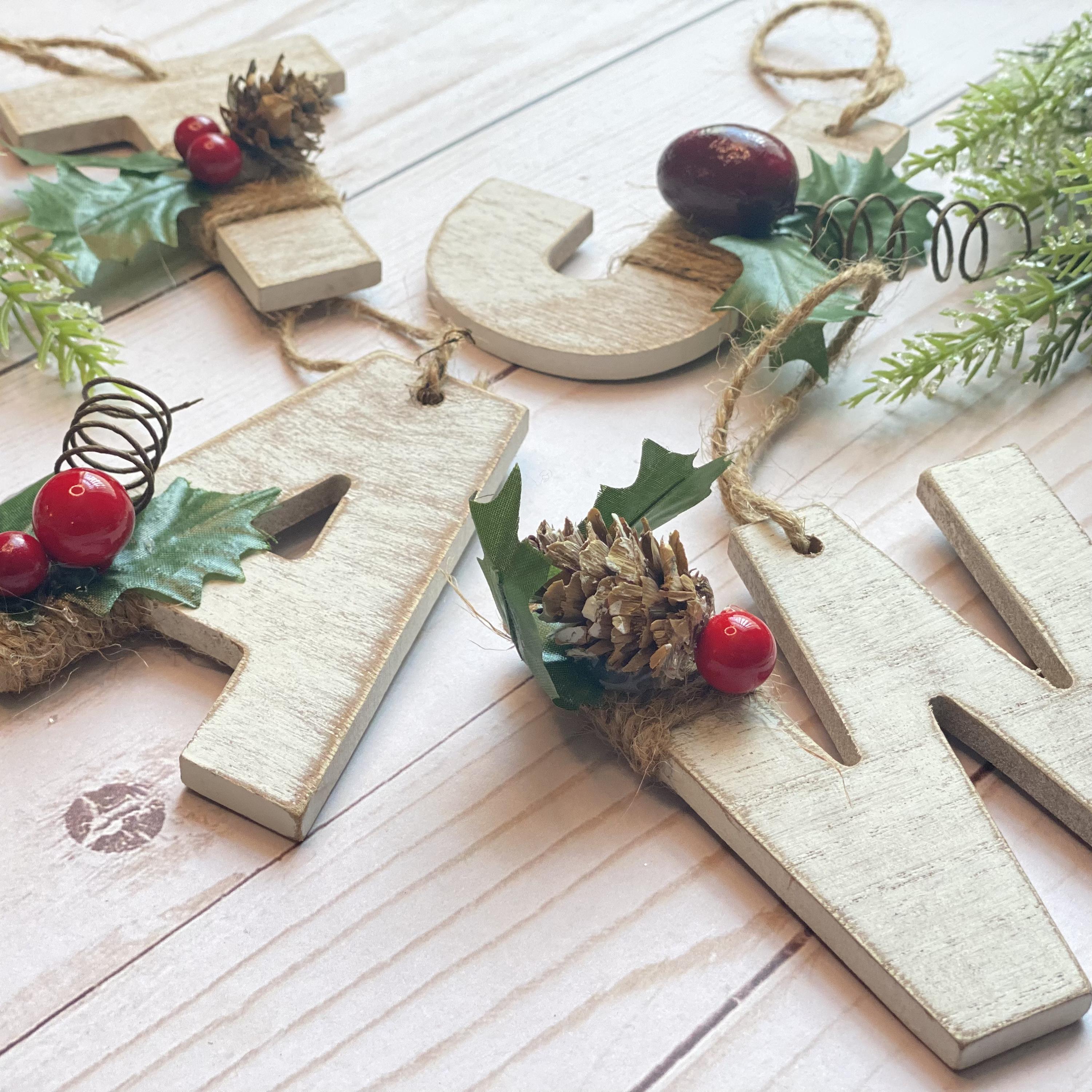 White Washed Rustic Christmas Ornament