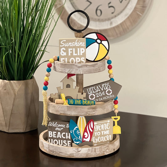 Beach Themed Tiered Tray Decor Bundle