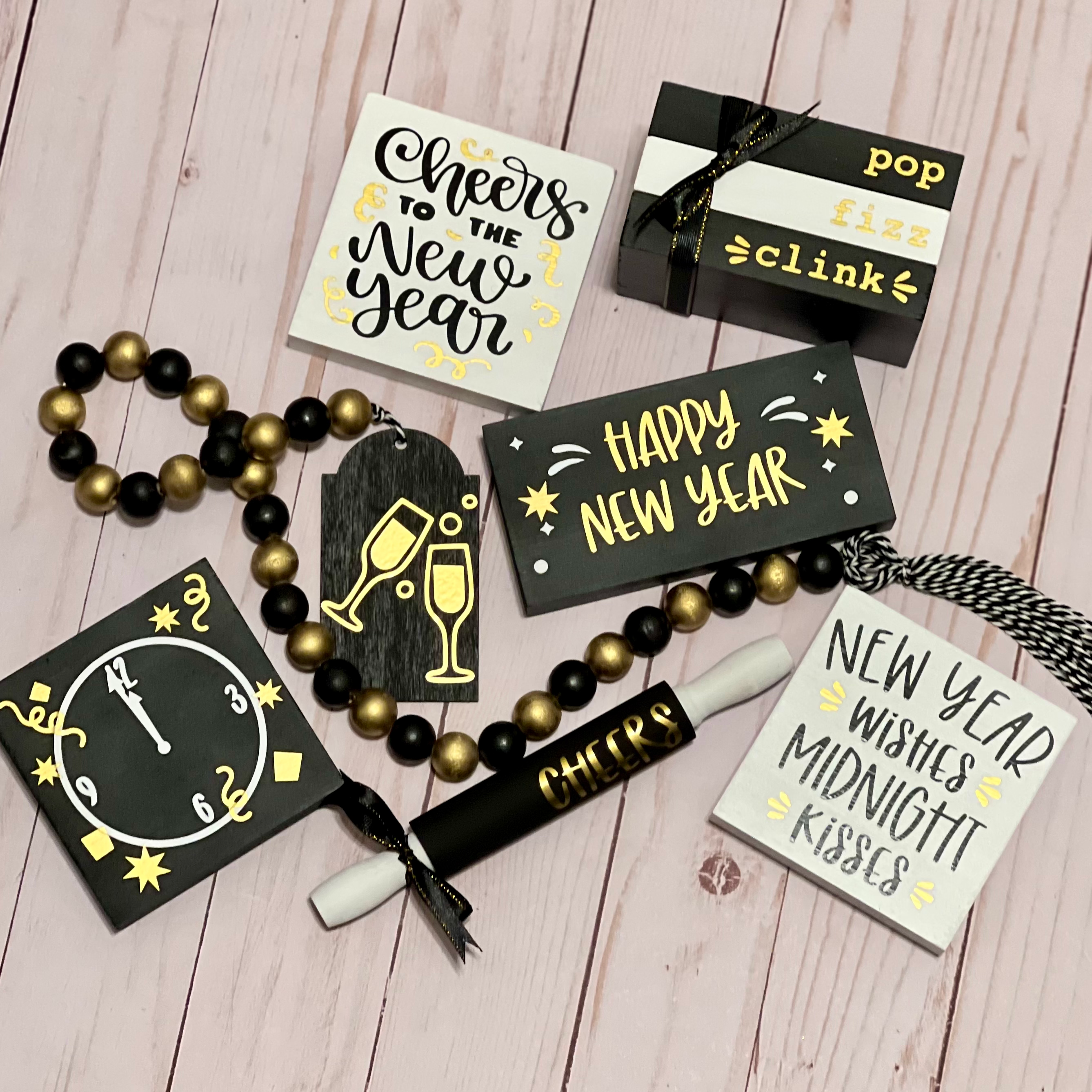 New Years Tiered Tray Decor Bundle