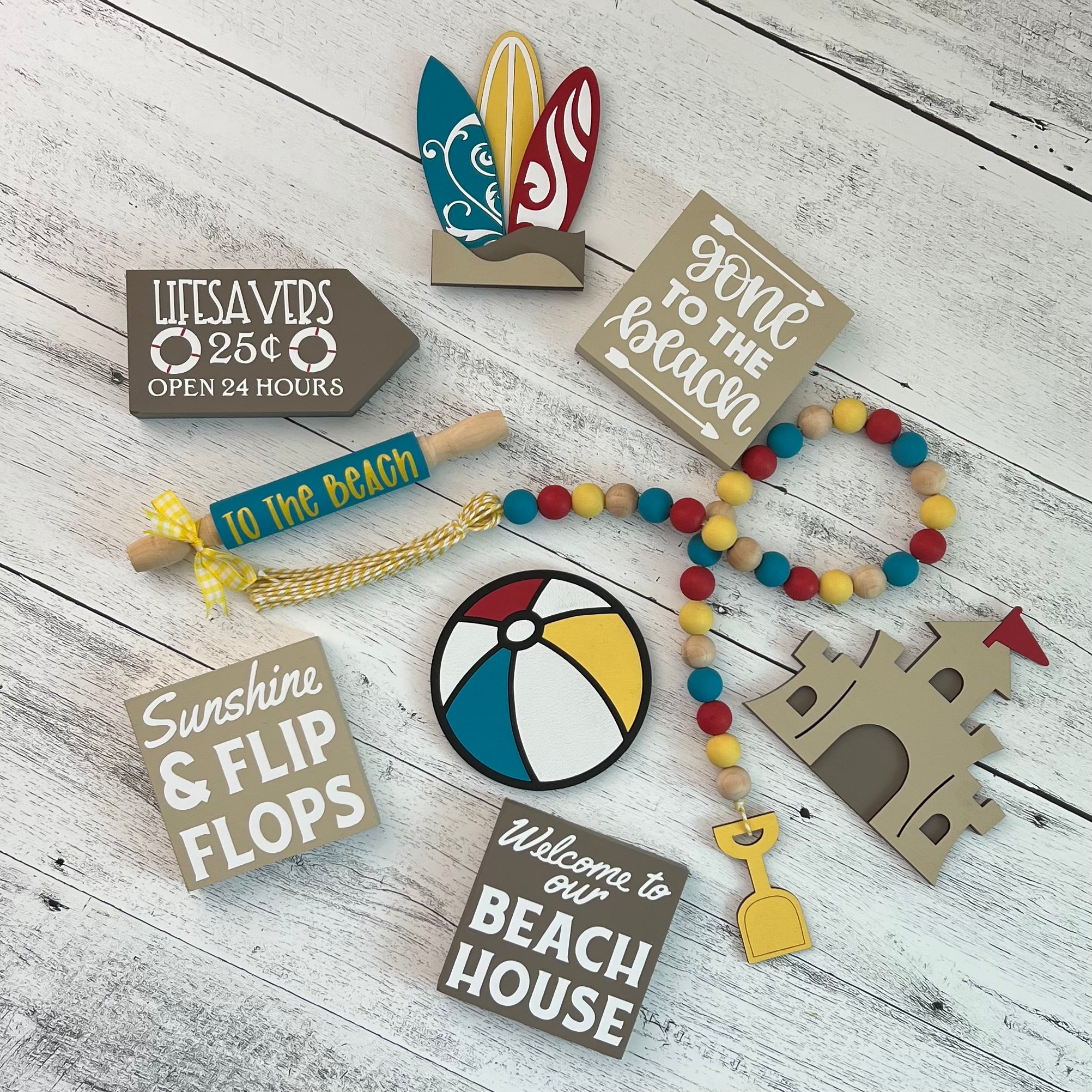 Beach Themed Tiered Tray Decor Bundle