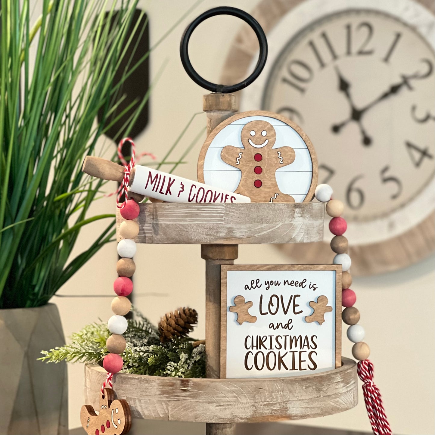 Gingerbread Themed Tiered Tray Decor Bundle