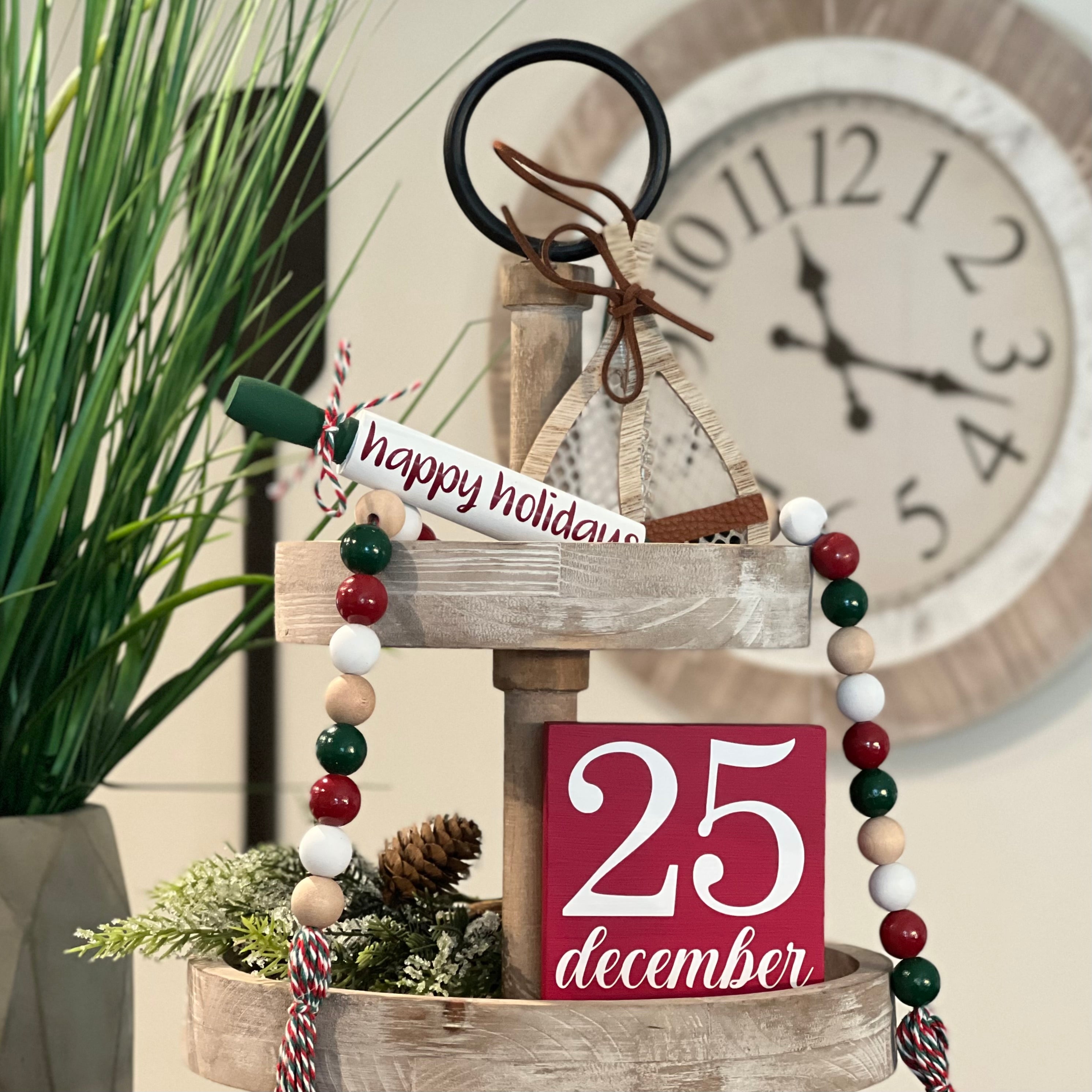 Timeless Christmas Themed Tiered Tray Decor Bundle