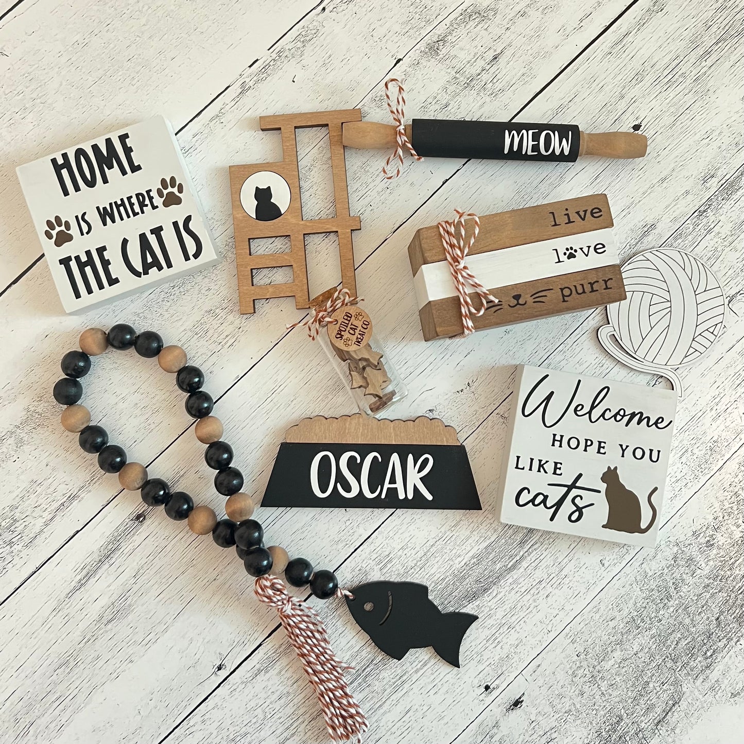 Cat Themed Tiered Tray Decor Bundle