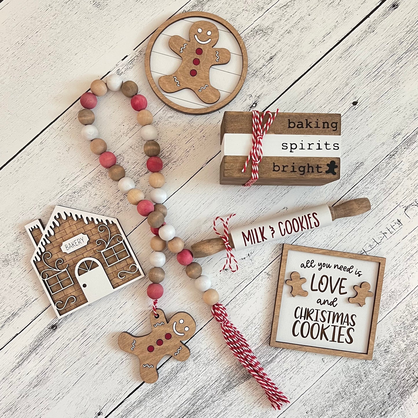 Gingerbread Themed Tiered Tray Decor Bundle