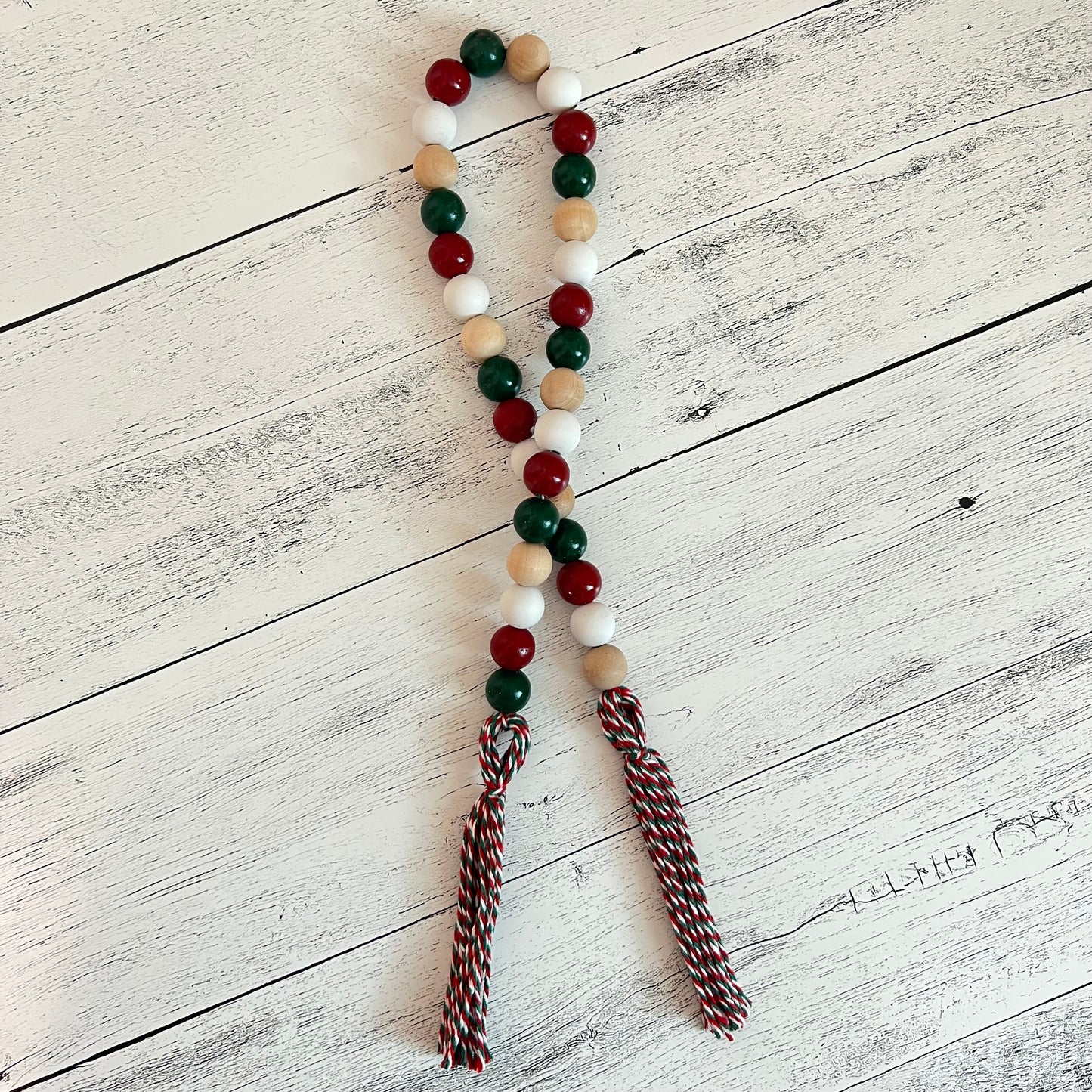 Timeless Christmas Themed Wooden Bead Garland