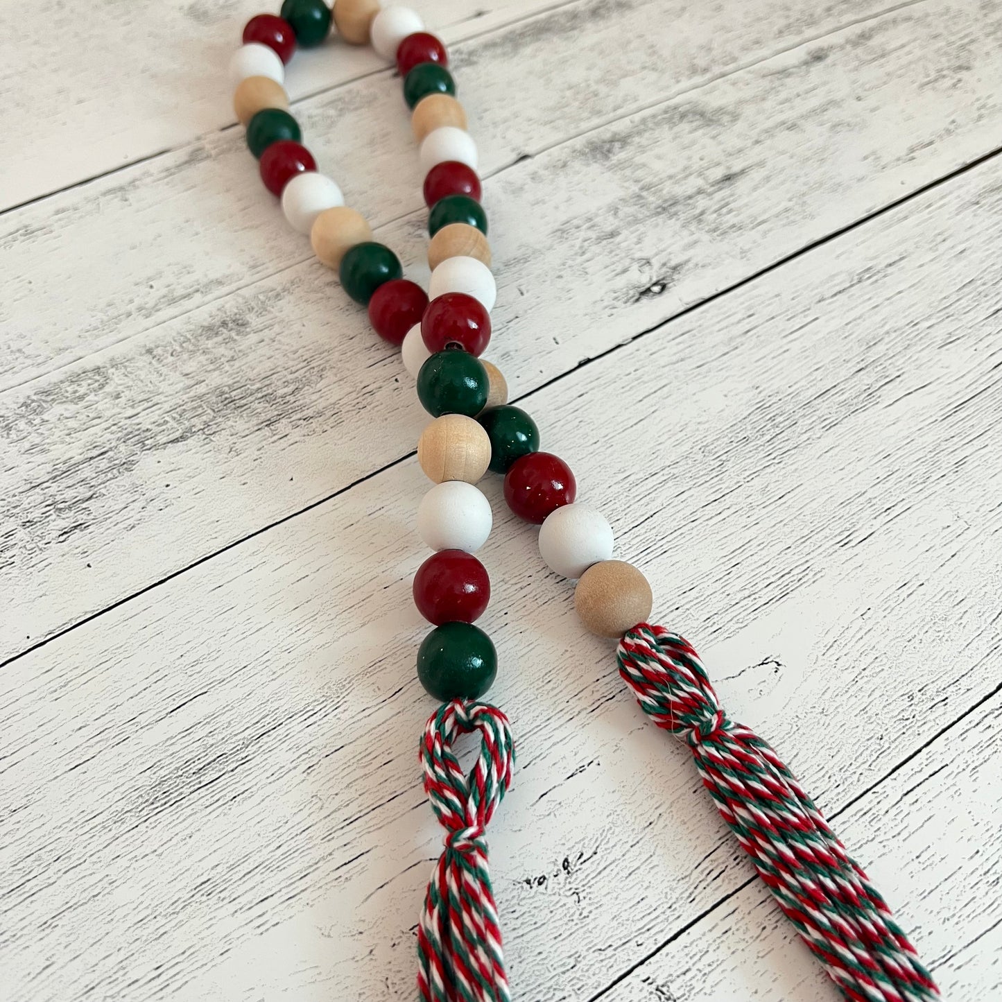 Timeless Christmas Themed Wooden Bead Garland