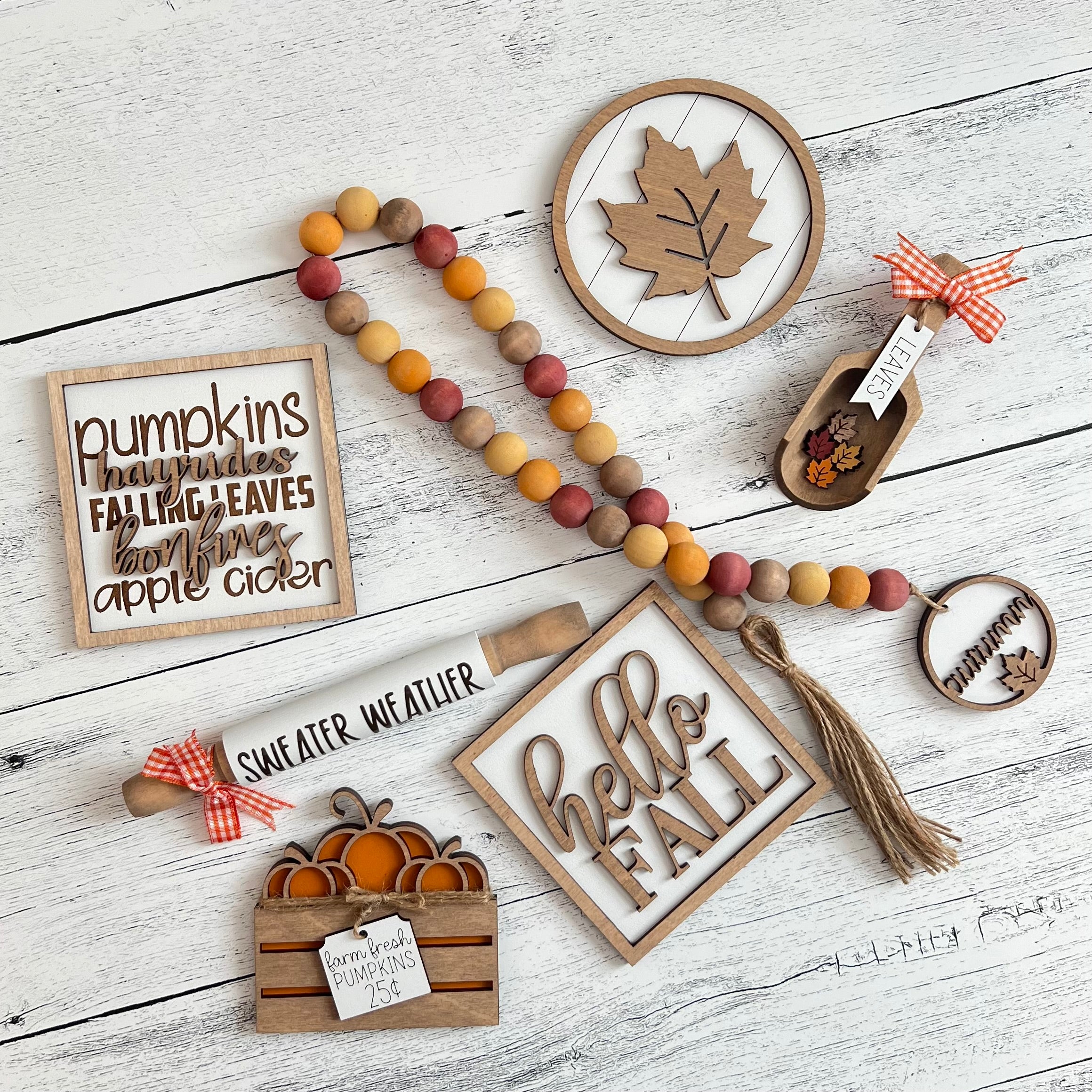 Classic Autumn Themed Tiered Tray Decor Bundle