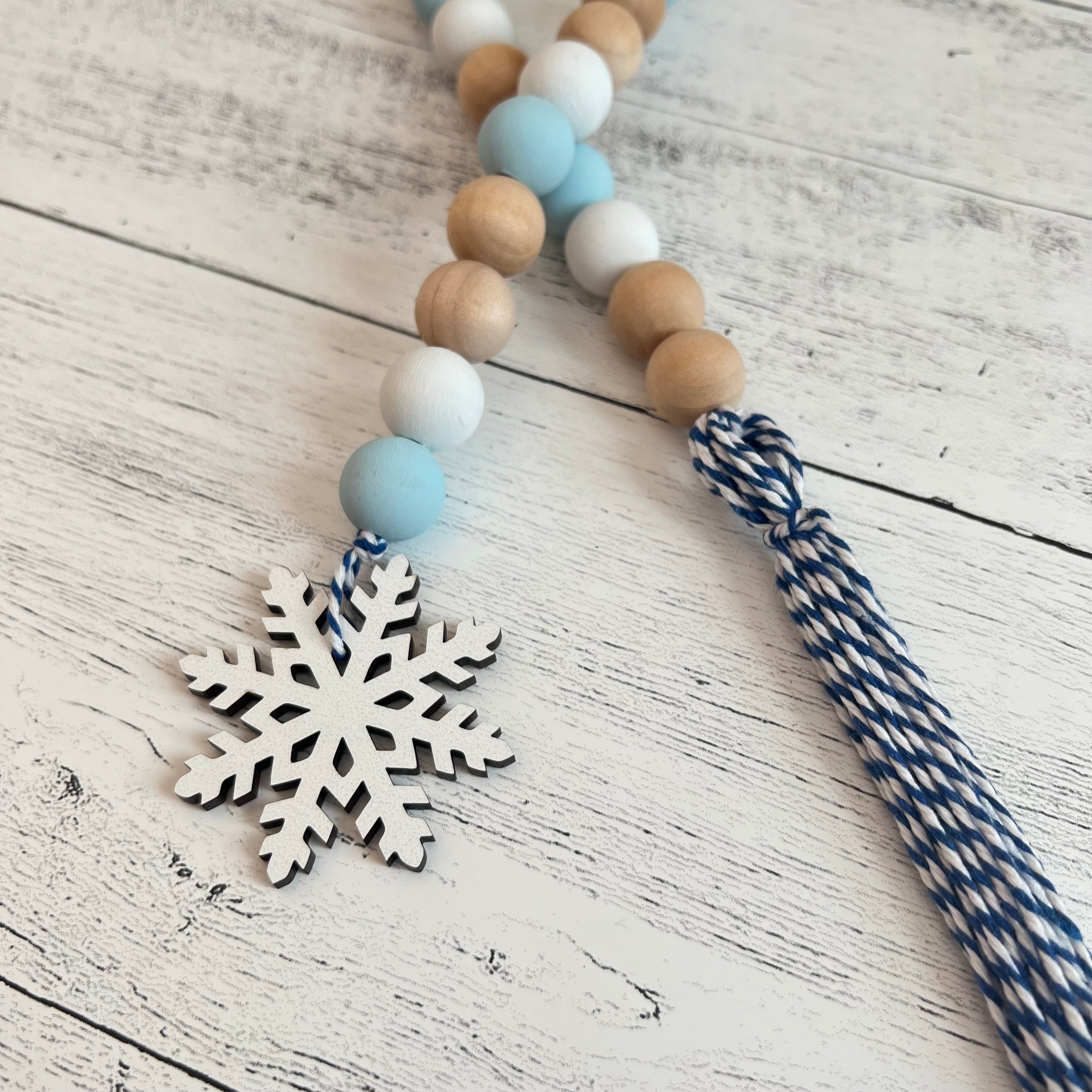 Winter/Snow Themed Wooden Bead Garland