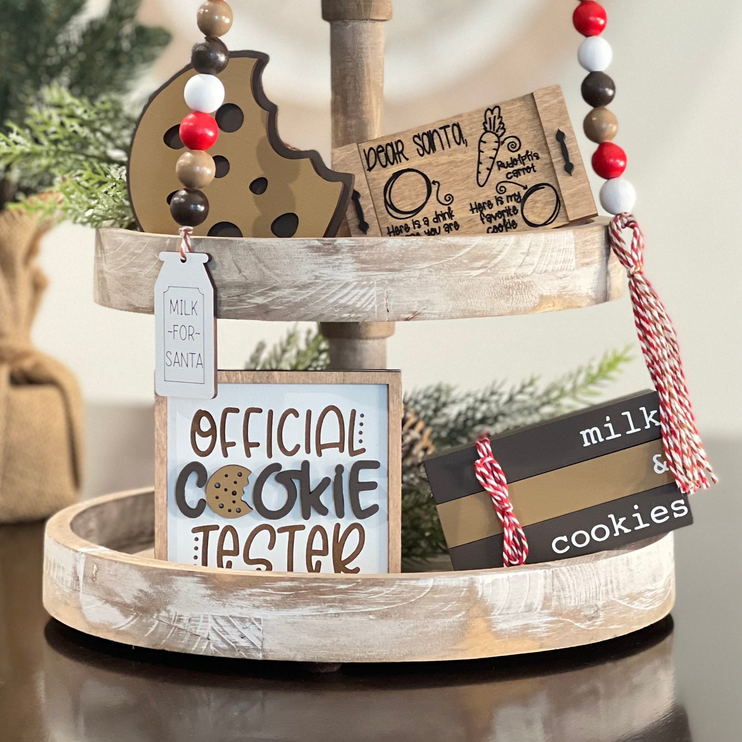 Milk & Cookies Themed Tiered Tray Decor Bundle