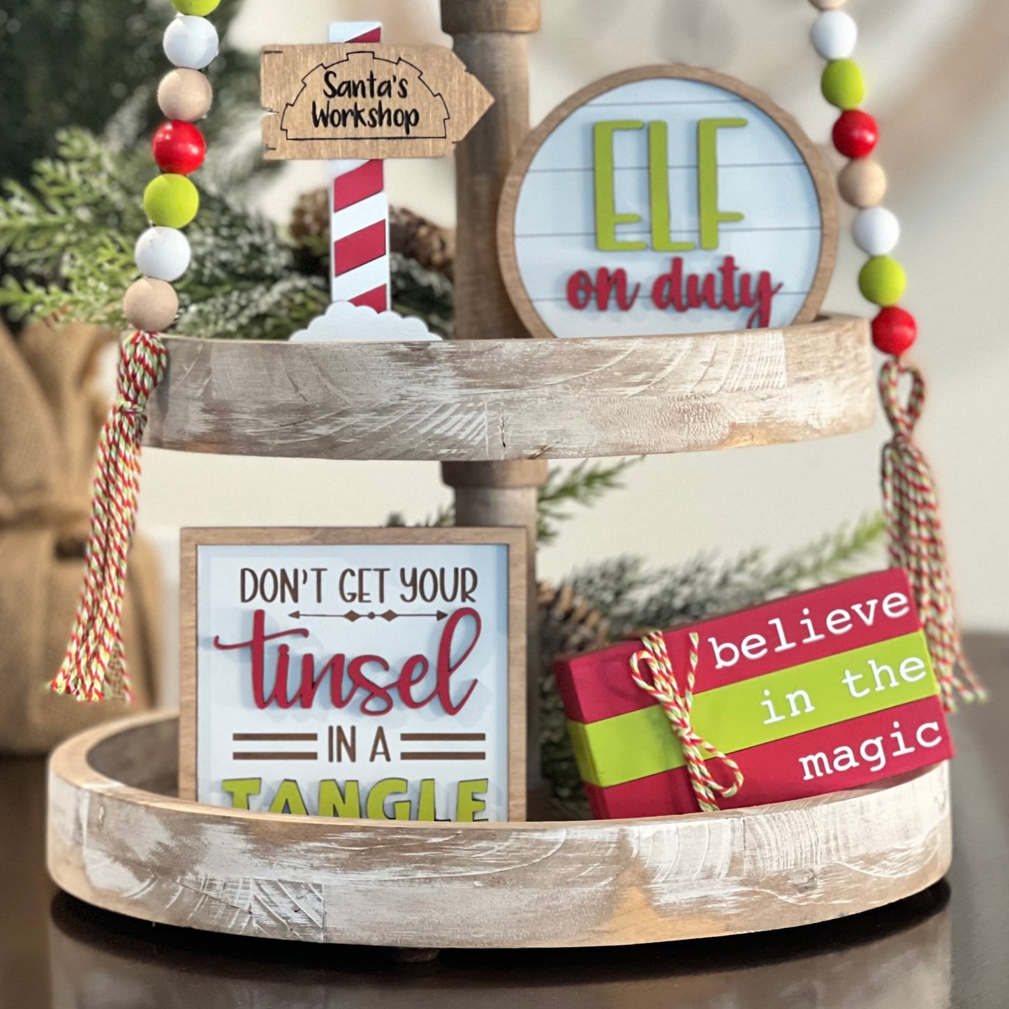 Elf Themed Tiered Tray Decor Bundle