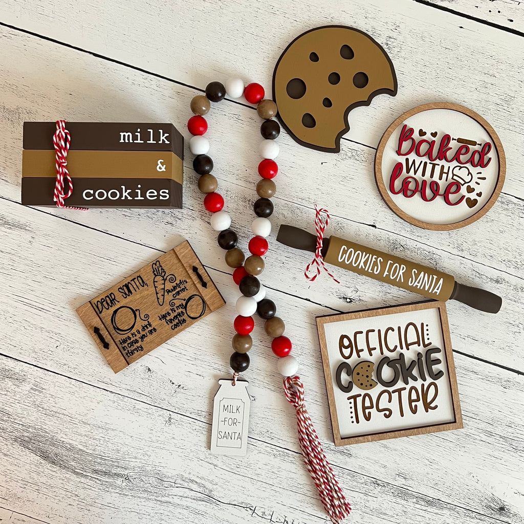Milk & Cookies Themed Tiered Tray Decor Bundle