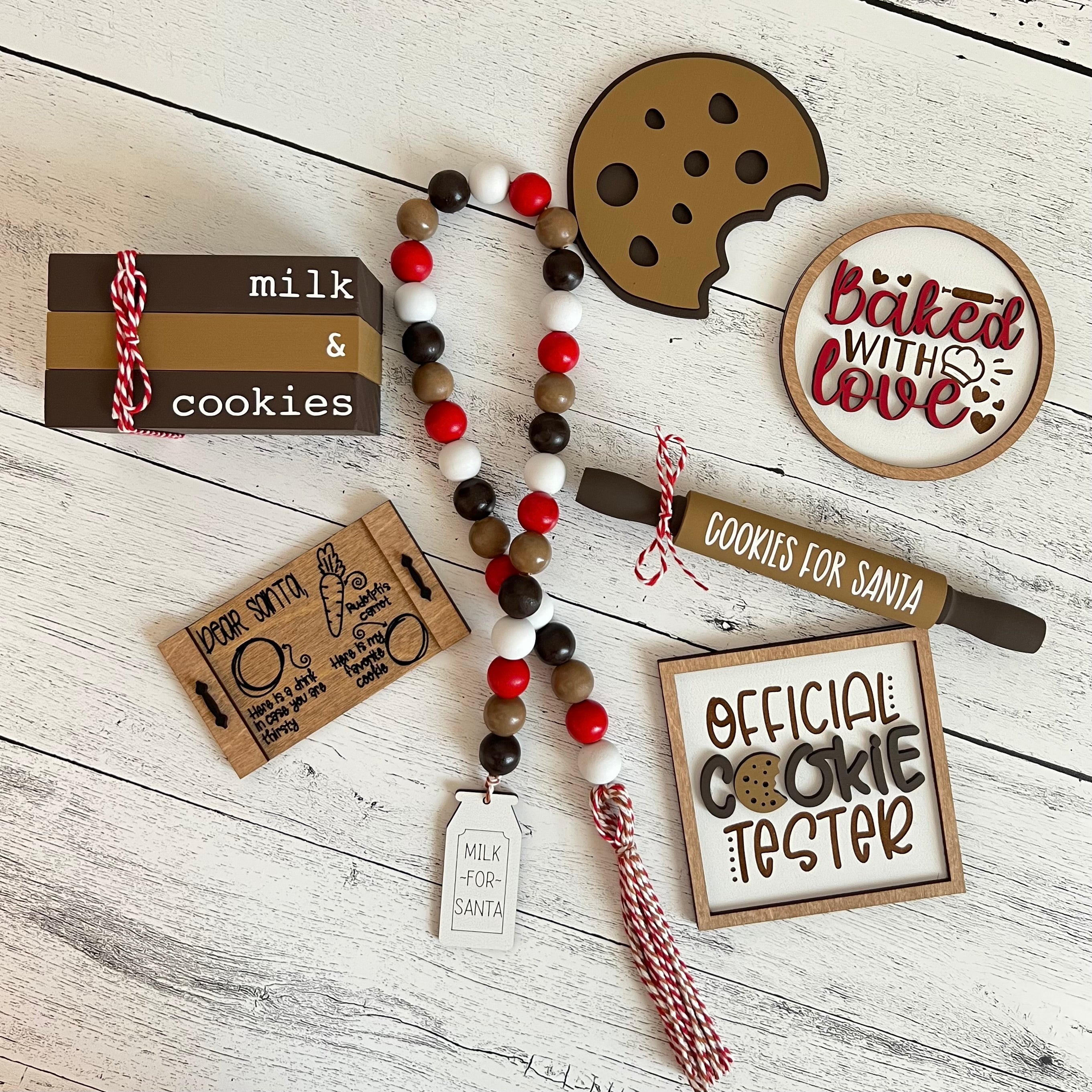 Milk & Cookies Themed Tiered Tray Decor Bundle
